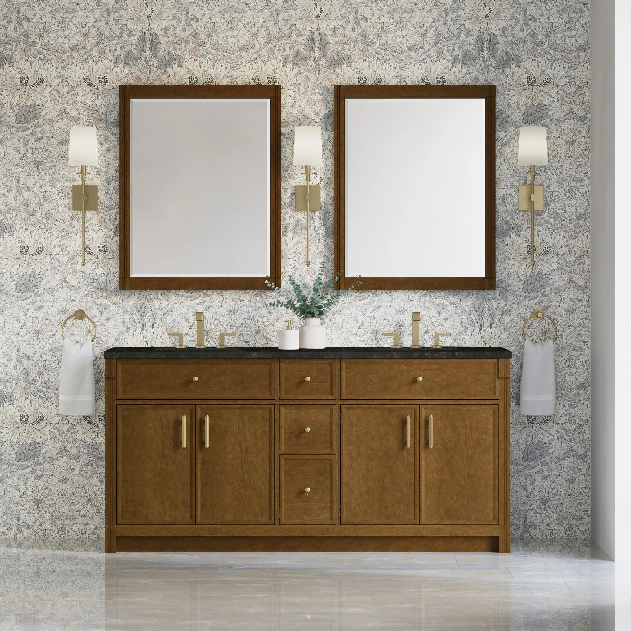 72" Bellshire Double Vanity in Honey Oak by James Martin Vanities-Phantome Eclos 1