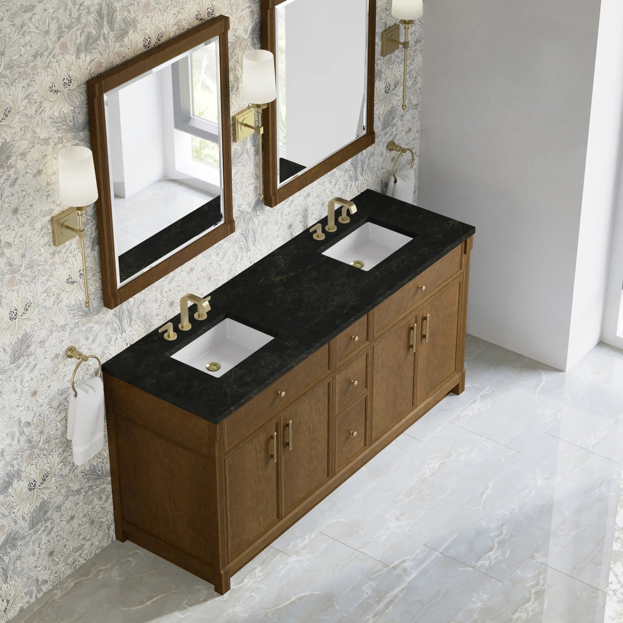 72" Bellshire Double Vanity in Honey Oak by James Martin Vanities-Phantome Eclos 5