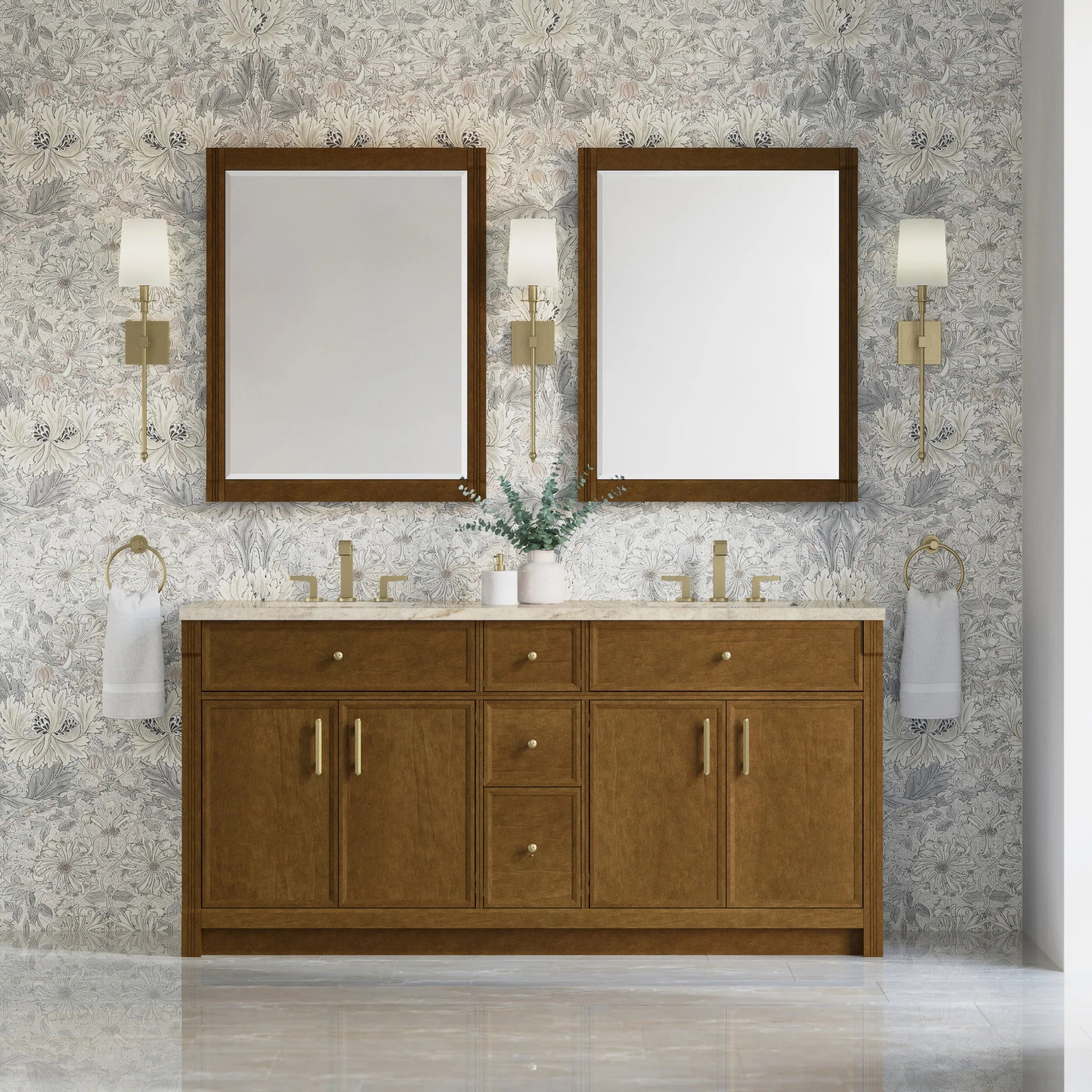 72" Bellshire Double Vanity in Honey Oak w/FreePower Wireless Charger by James Martin Vanities-Tajnar Eclos 1