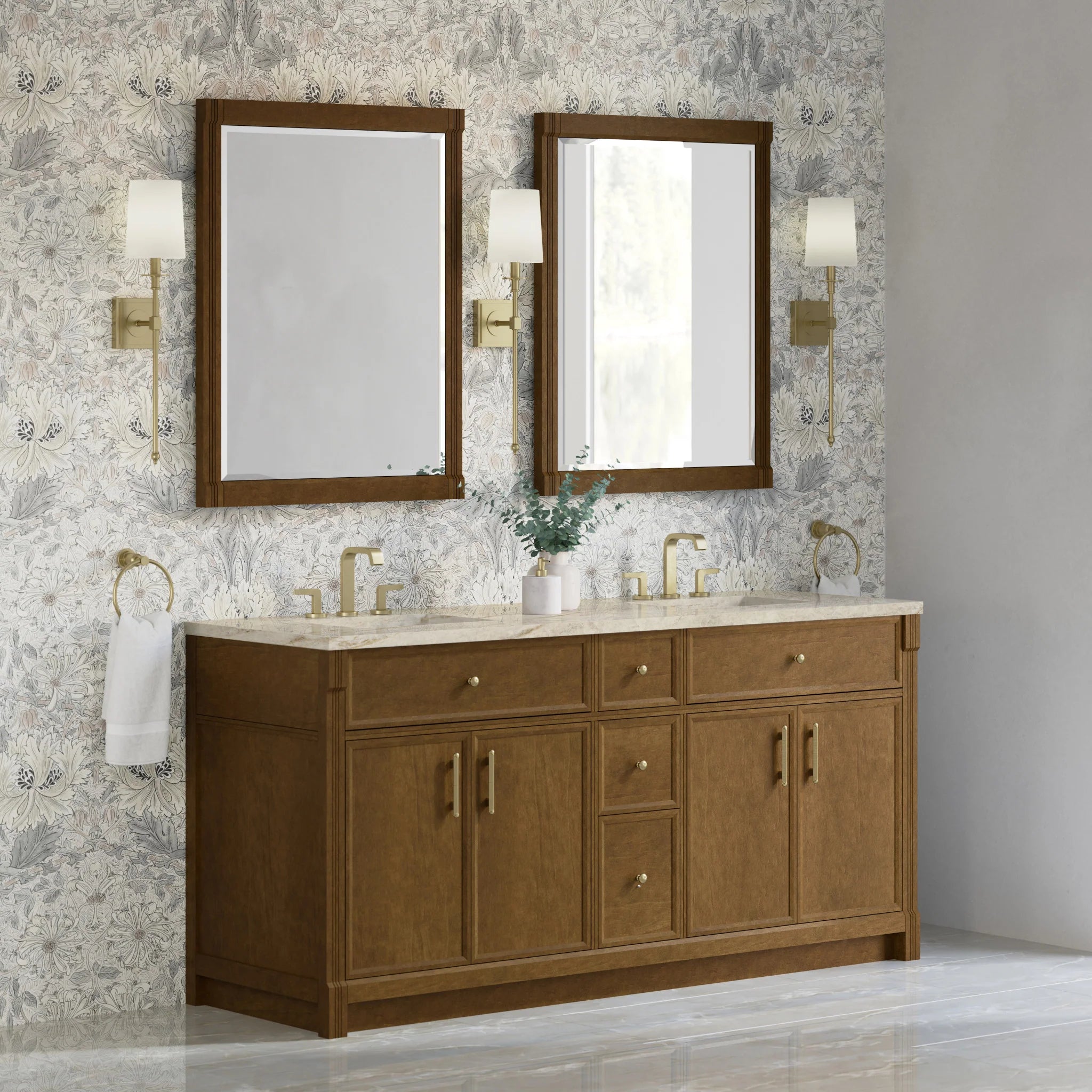 72" Bellshire Double Vanity in Honey Oak w/FreePower Wireless Charger by James Martin Vanities-Tajnar Eclos 2
