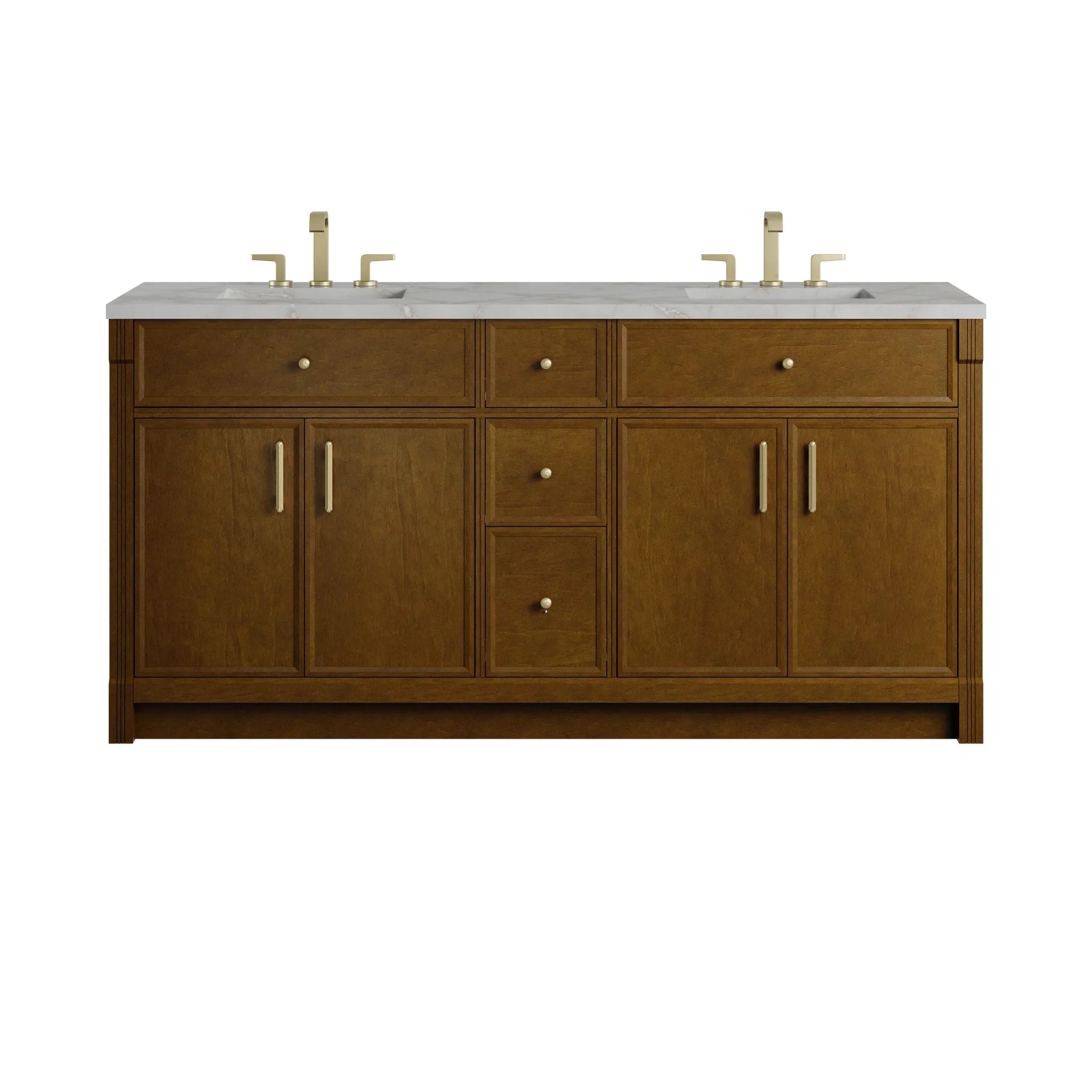 72" Bellshire Double Vanity in Honey Oak by James Martin Vanities - AURA Modern Home