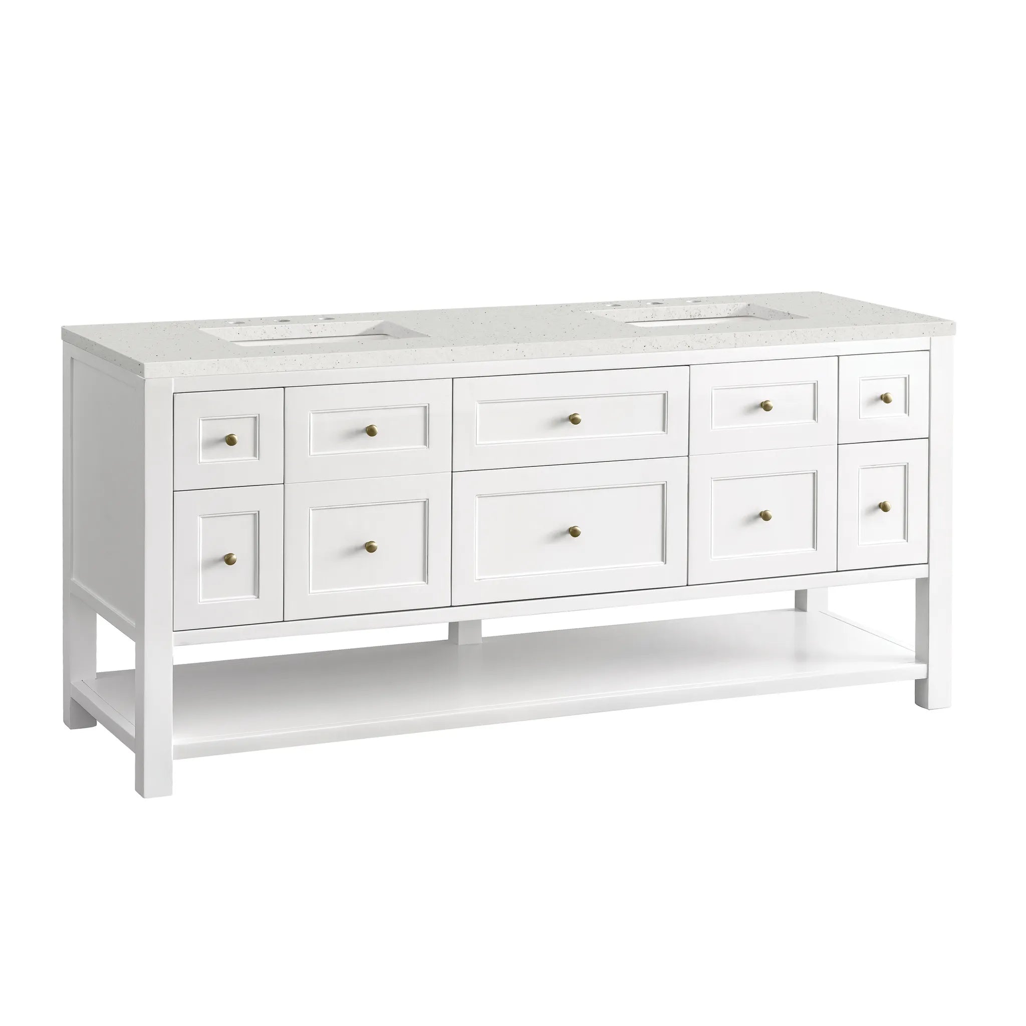 72" Breckenridge Double Vanity Base Only in Bright White-Lime Delight Silestone-8" Widespread image 5