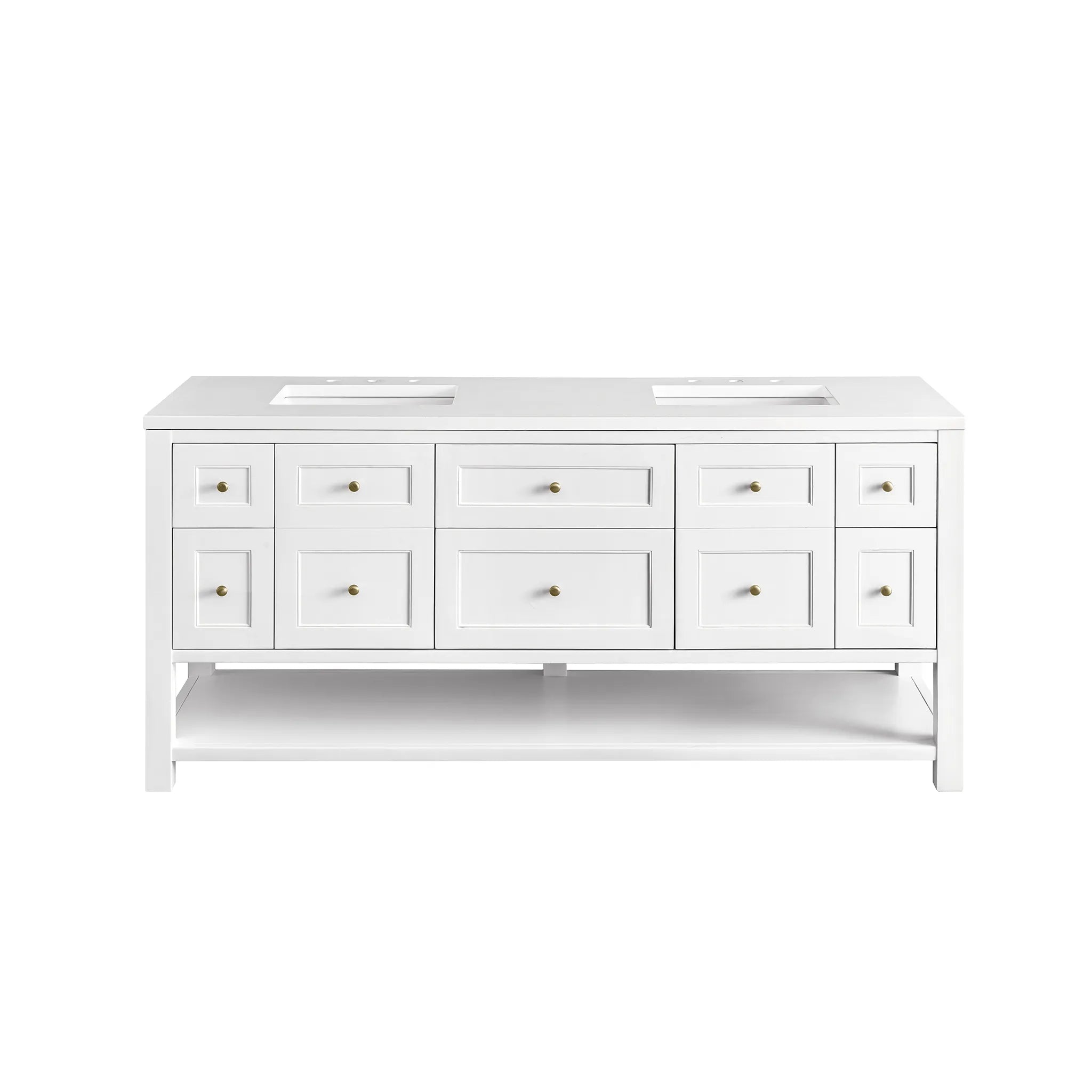 72" Breckenridge Double Vanity Base Only in Bright White-White Zeus Silestone-8" Widespread image 1