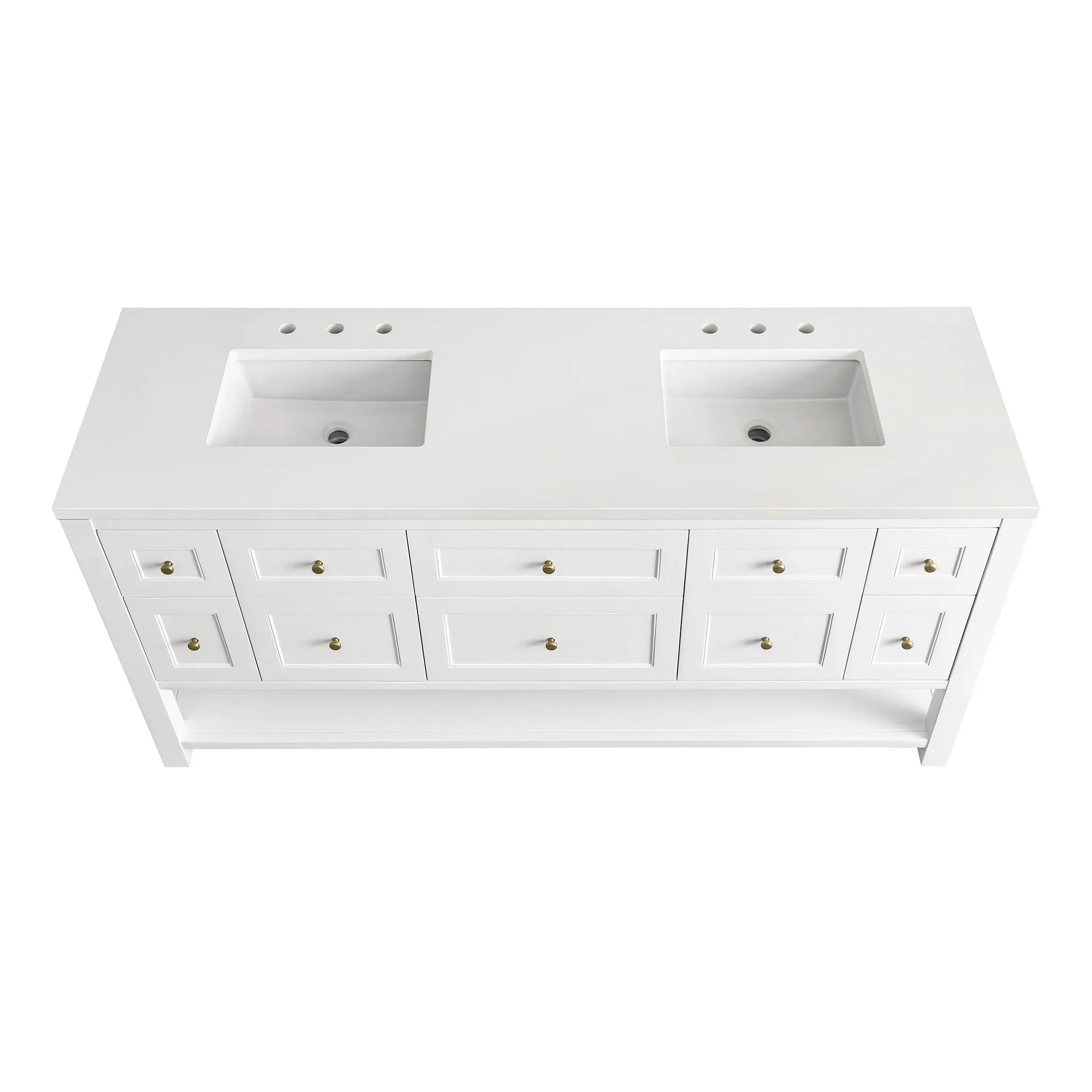 72" Breckenridge Double Vanity Base Only in Bright White-White Zeus Silestone-8" Widespread image 5