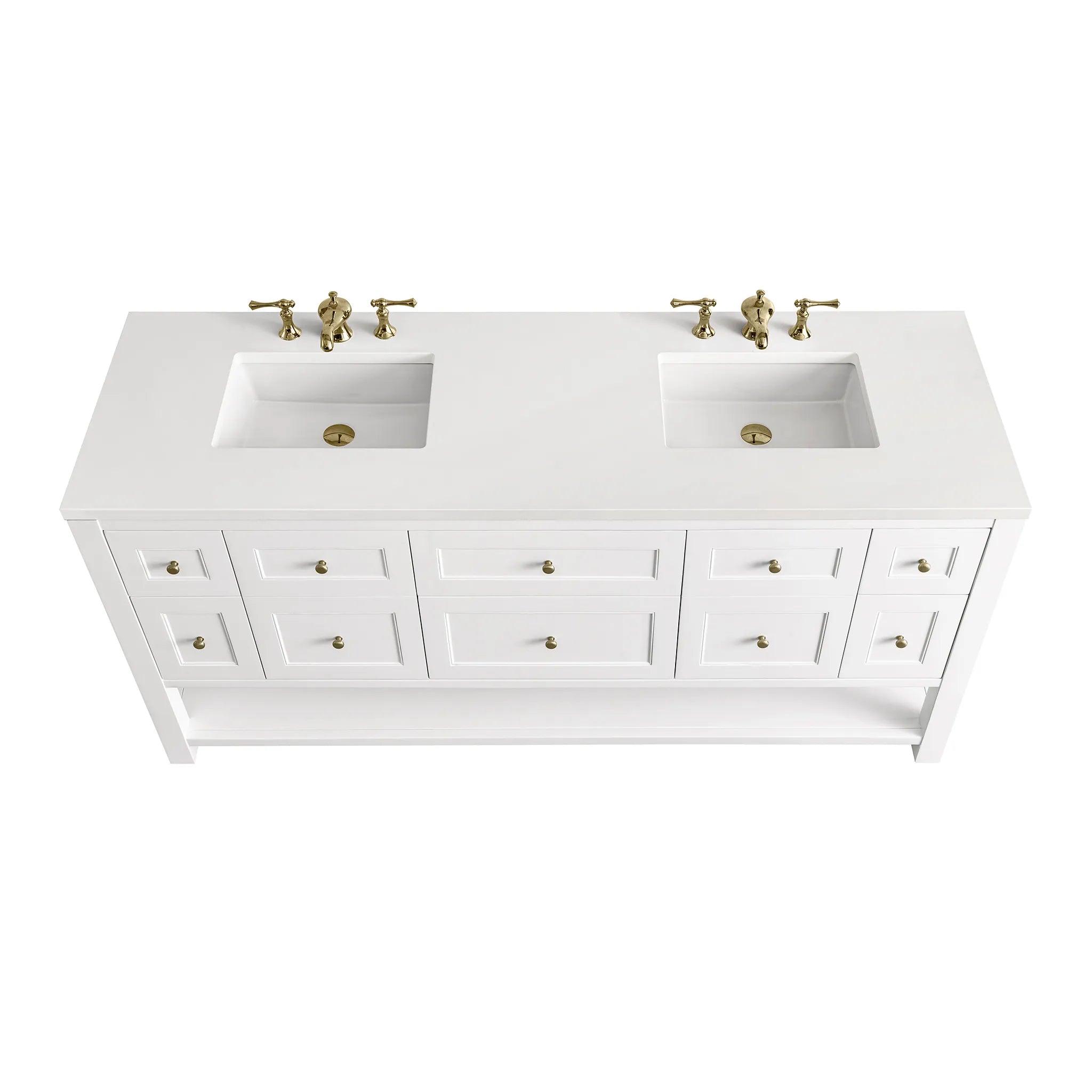 72" Breckenridge Double Vanity Base Only in Bright White-White Zeus Silestone-8" Widespread image 6