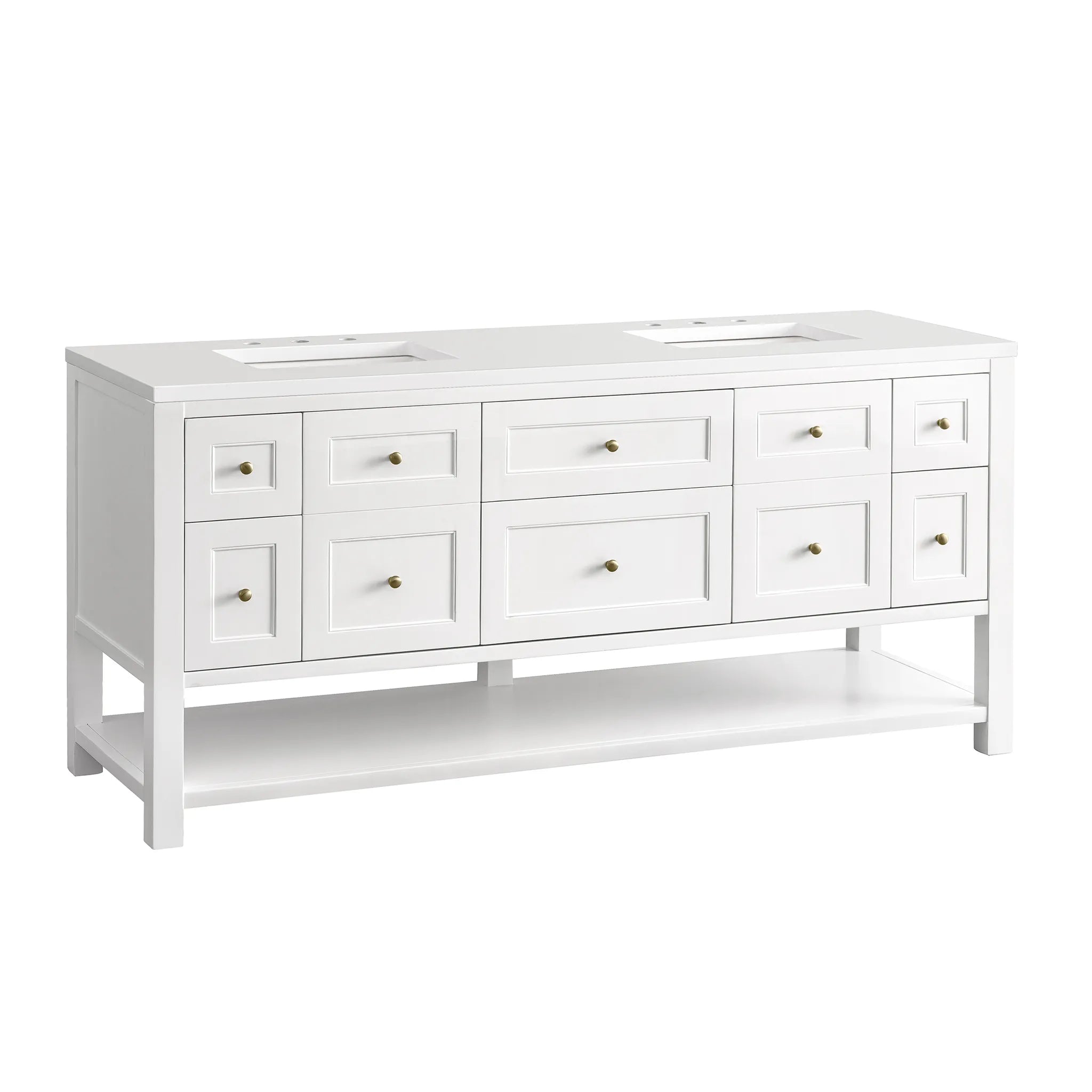 72" Breckenridge Double Vanity Base Only in Bright White-White Zeus Silestone-8" Widespread image 8