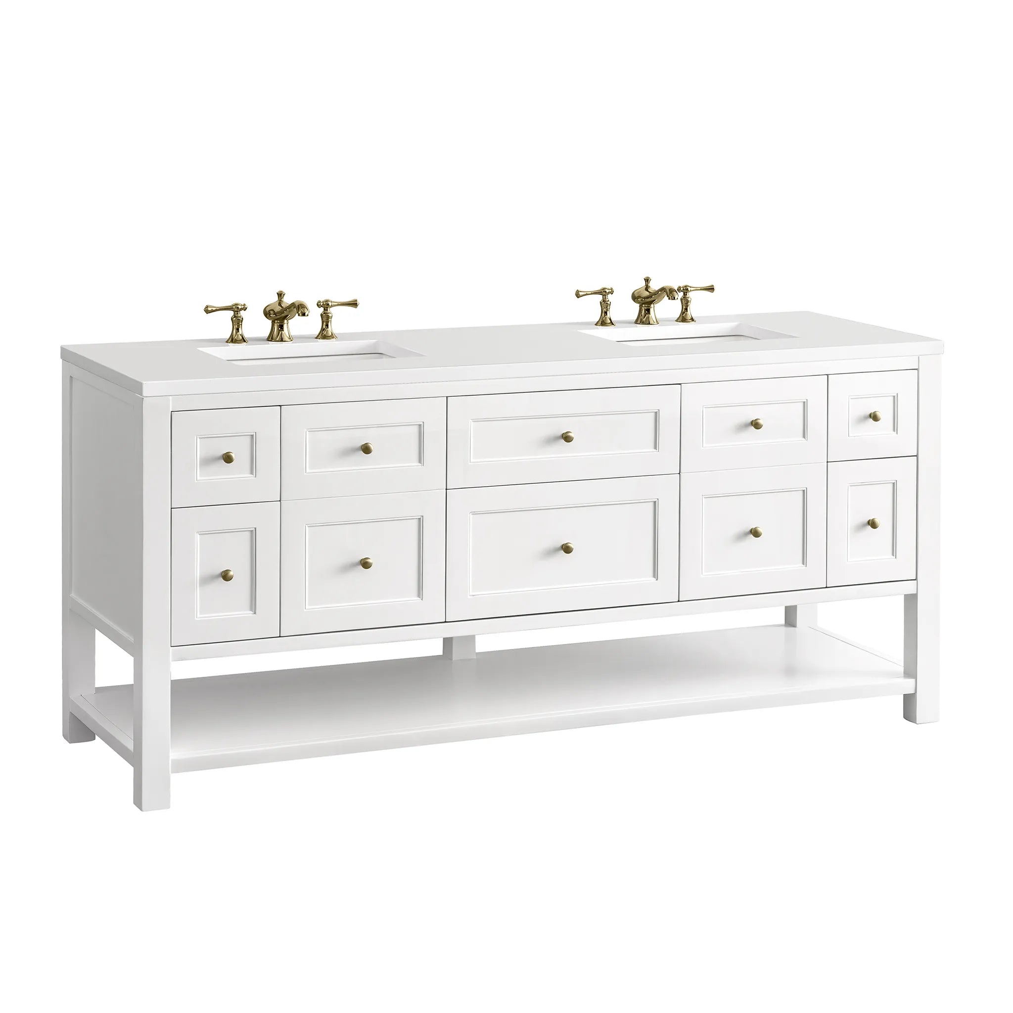 72" Breckenridge Double Vanity Base Only in Bright White-White Zeus Silestone-8" Widespread image 9