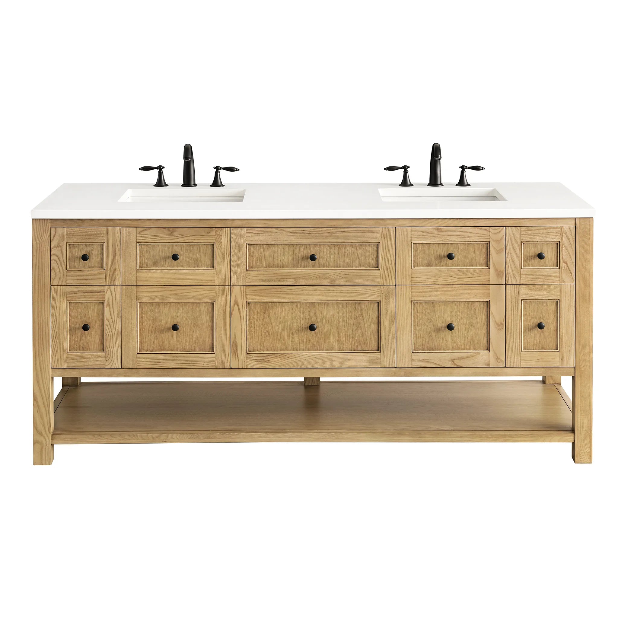 72" Breckenridge Double Vanity Base Only in Light Natural Oak Wireless Charger-Cabinet Only-Not Available image 1