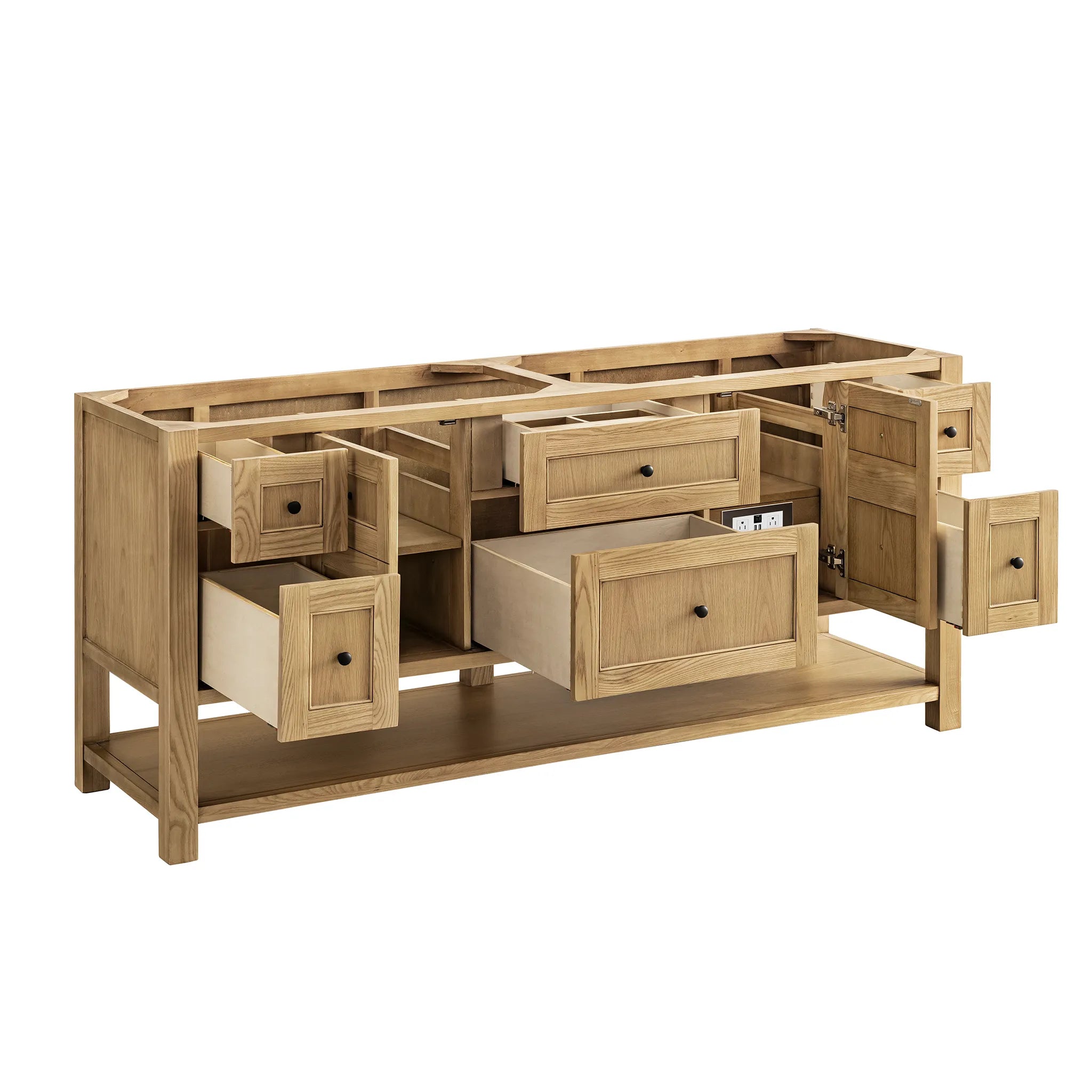 72" Breckenridge Double Vanity Base Only in Light Natural Oak Wireless Charger-Cabinet Only-Not Available image 4
