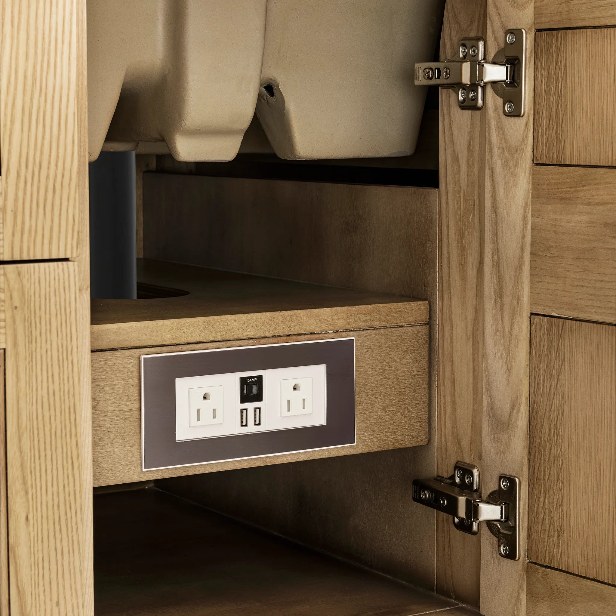 72" Breckenridge Double Vanity Base Only in Light Natural Oak Wireless Charger-Cabinet Only-Not Available image 8