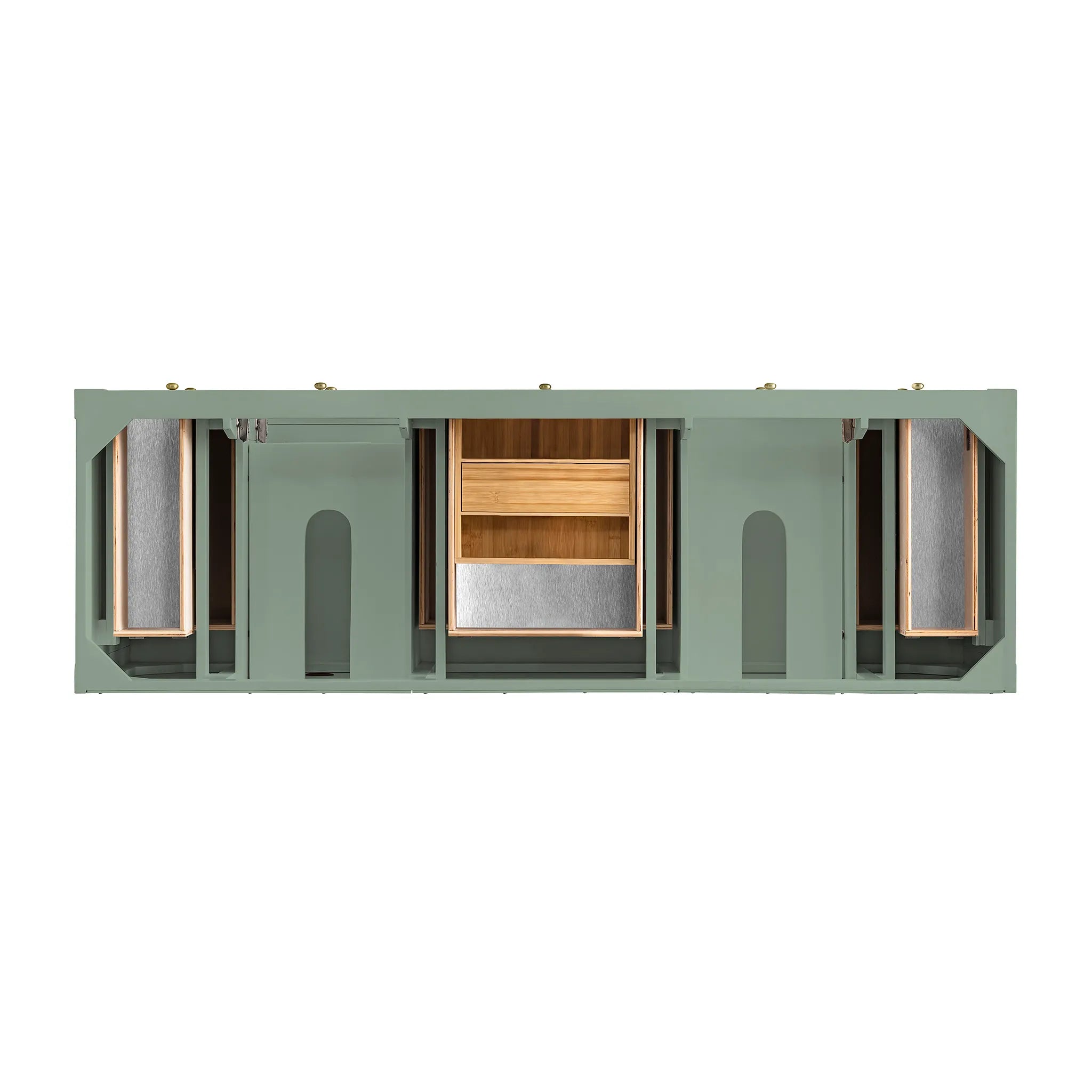 72" Breckenridge Double Vanity Base Only in Smokey Celadon w/FreePower Wireless Charger-Cabinet Only-Not Available image 1