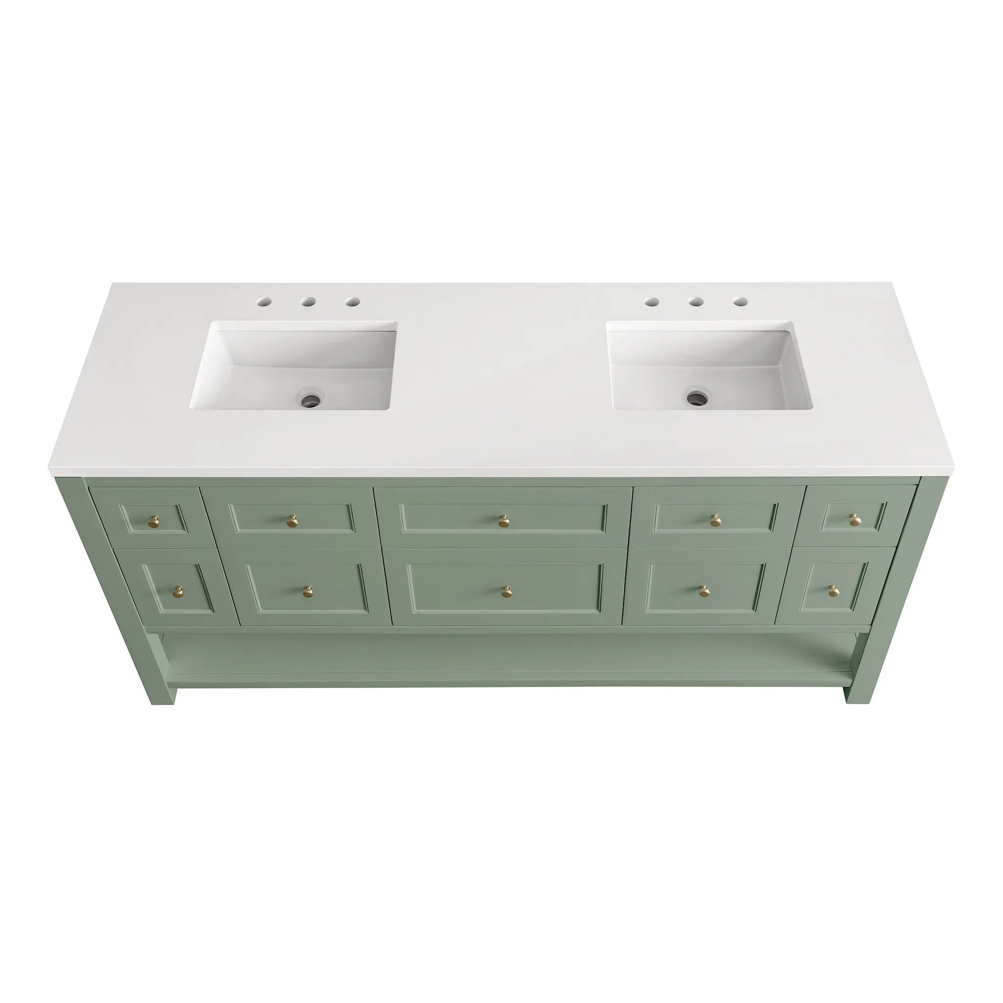 72" Breckenridge Double Vanity Base Only in Smokey Celadon w/FreePower Wireless Charger-Cabinet Only-Not Available image 2