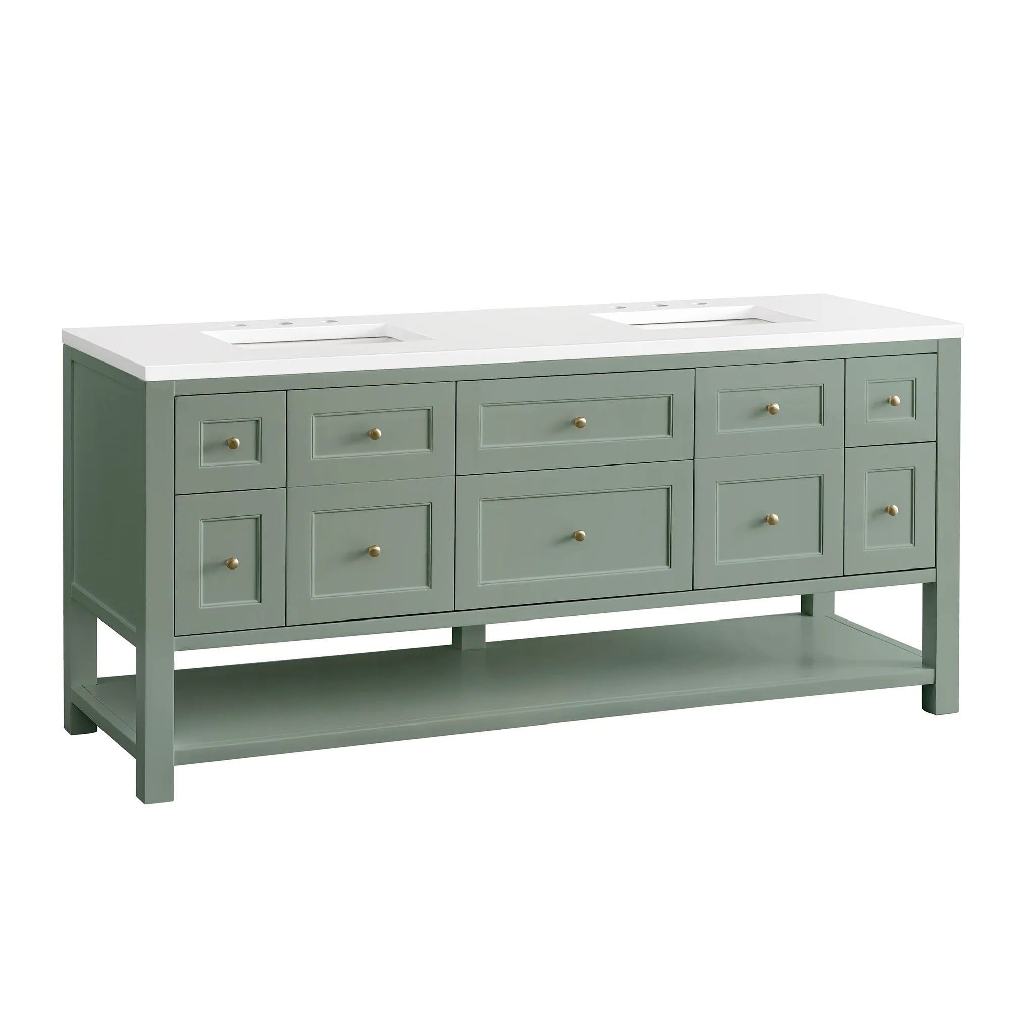 72" Breckenridge Double Vanity Base Only in Smokey Celadon w/FreePower Wireless Charger-Cabinet Only-Not Available image 7