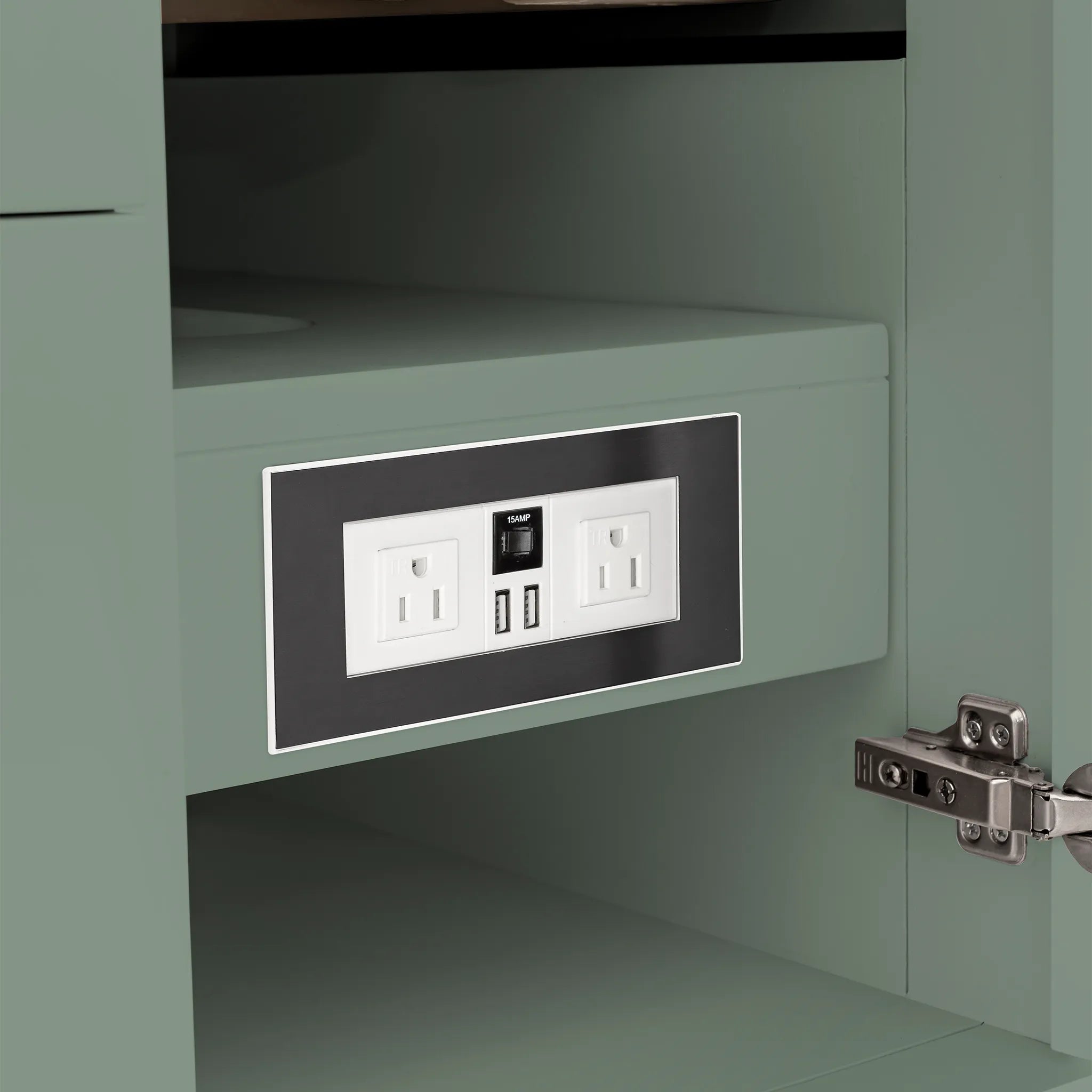 72" Breckenridge Double Vanity Base Only in Smokey Celadon w/FreePower Wireless Charger-Cabinet Only-Not Available image 9