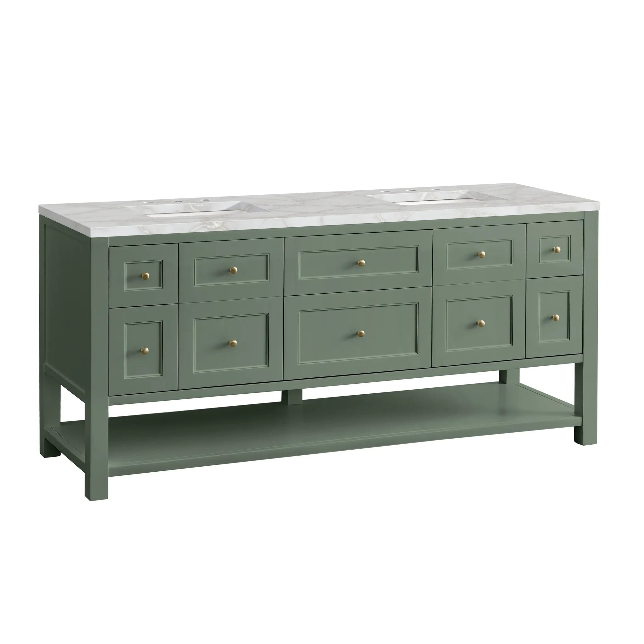 72" Breckenridge Double Vanity Base Only in Smokey Celadon w/FreePower Wireless Charger by James Martin Vanities - AURA Modern Home