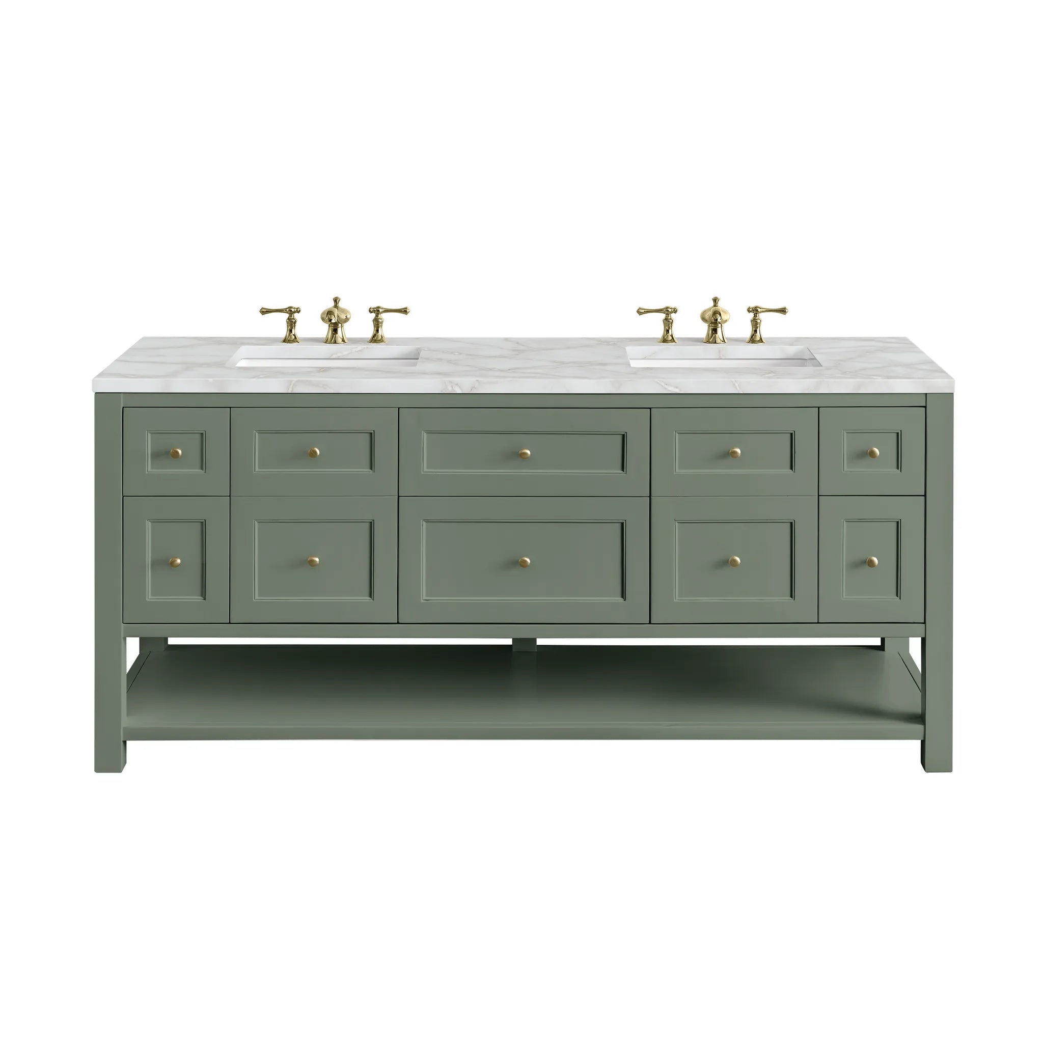 72" Breckenridge Double Vanity Base Only in Smokey Celadon w/FreePower Wireless Charger by James Martin Vanities - AURA Modern Home