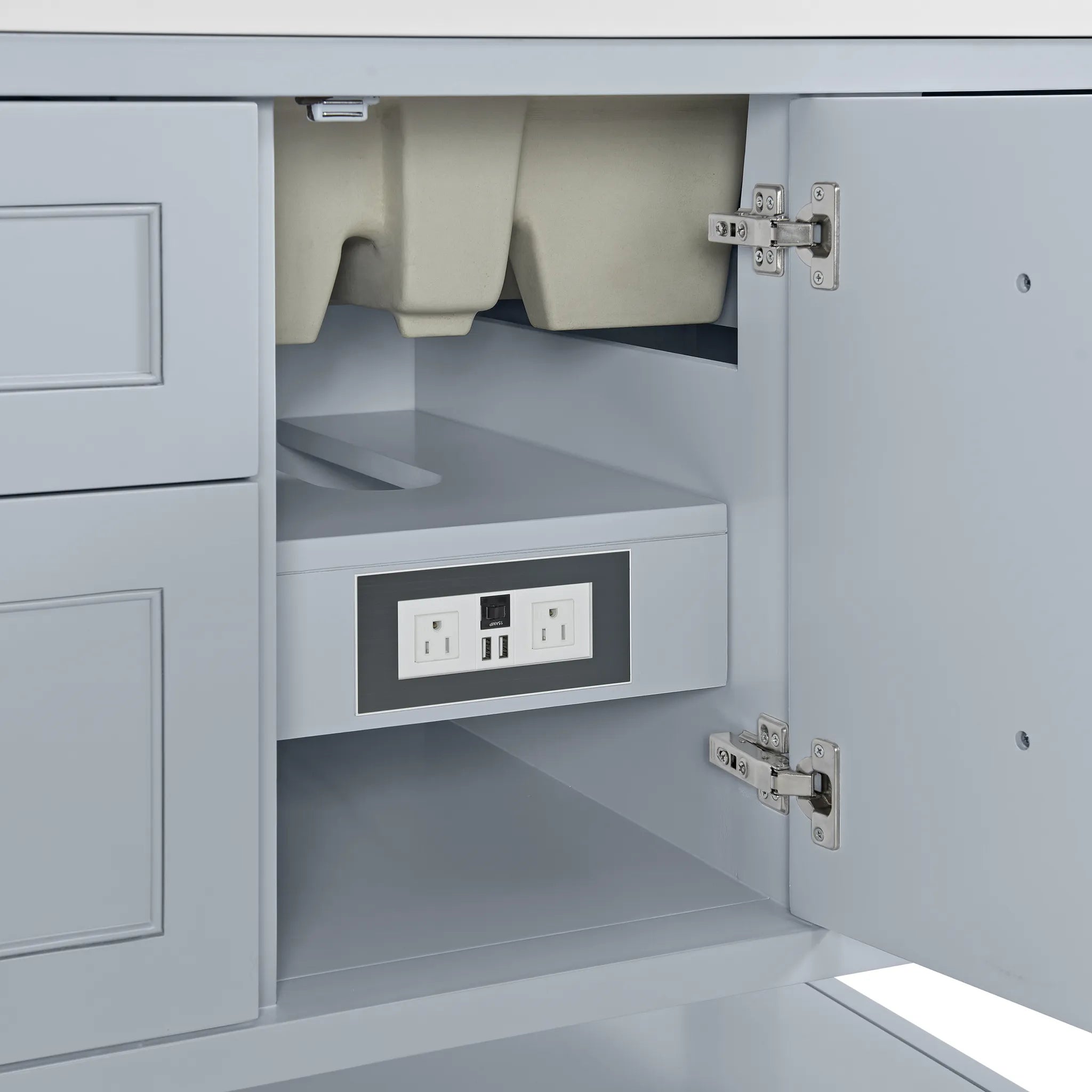 72" Breckenridge Double Vanity in Serenity Blue w/FreePower Wireless Charger-Cabinet Only-Not Available image 5