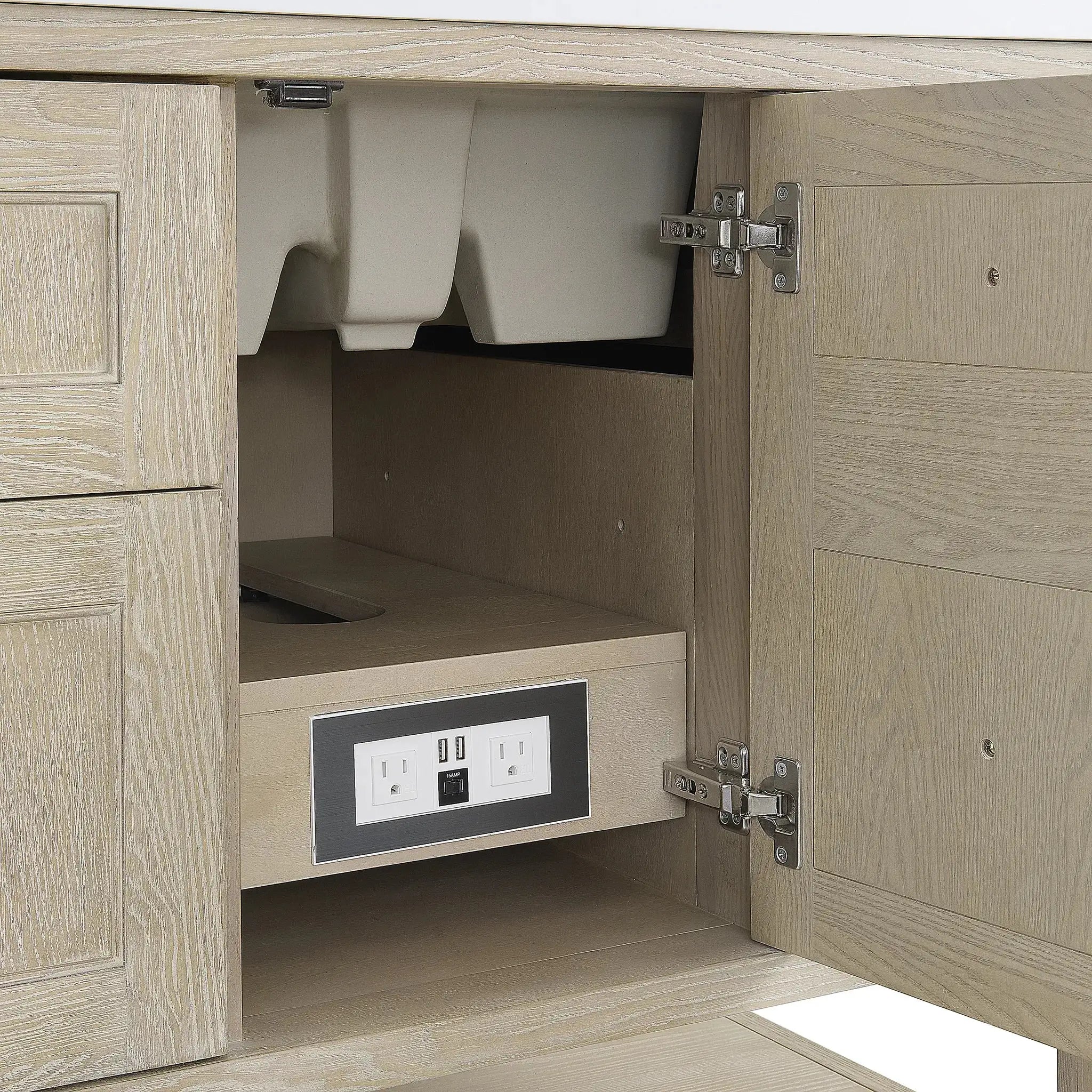 72" Breckenridge Double Vanity in Whitewashed Oak-Carrara White Marble-8" Widespread image 10 new