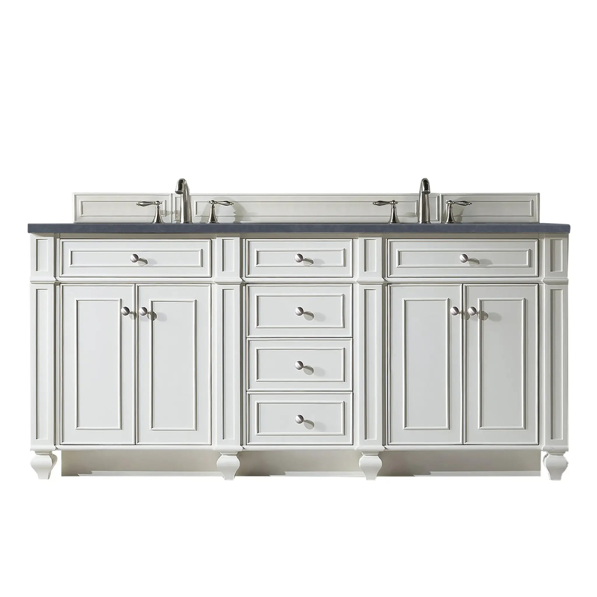 72" Bristol Double Vanity in Bright White-Charcoal Soapstone Silestone-8" Widespread image