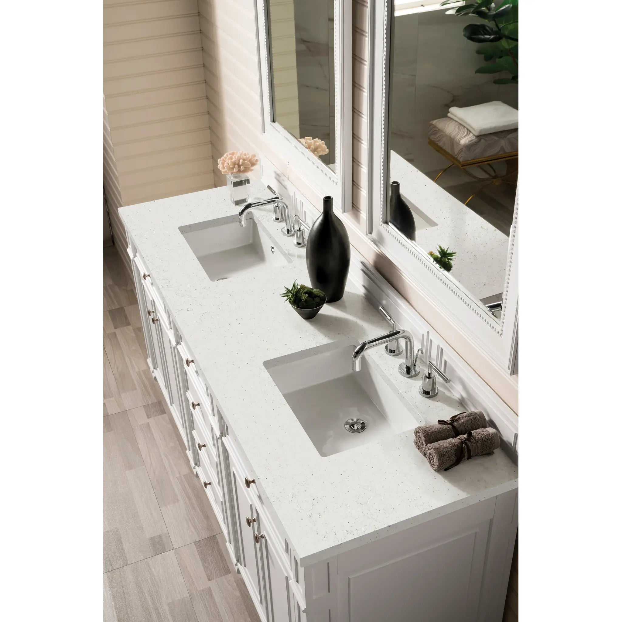 72" Bristol Double Vanity in Bright White-Lime Delight Silestone-8" Widespread image 4
