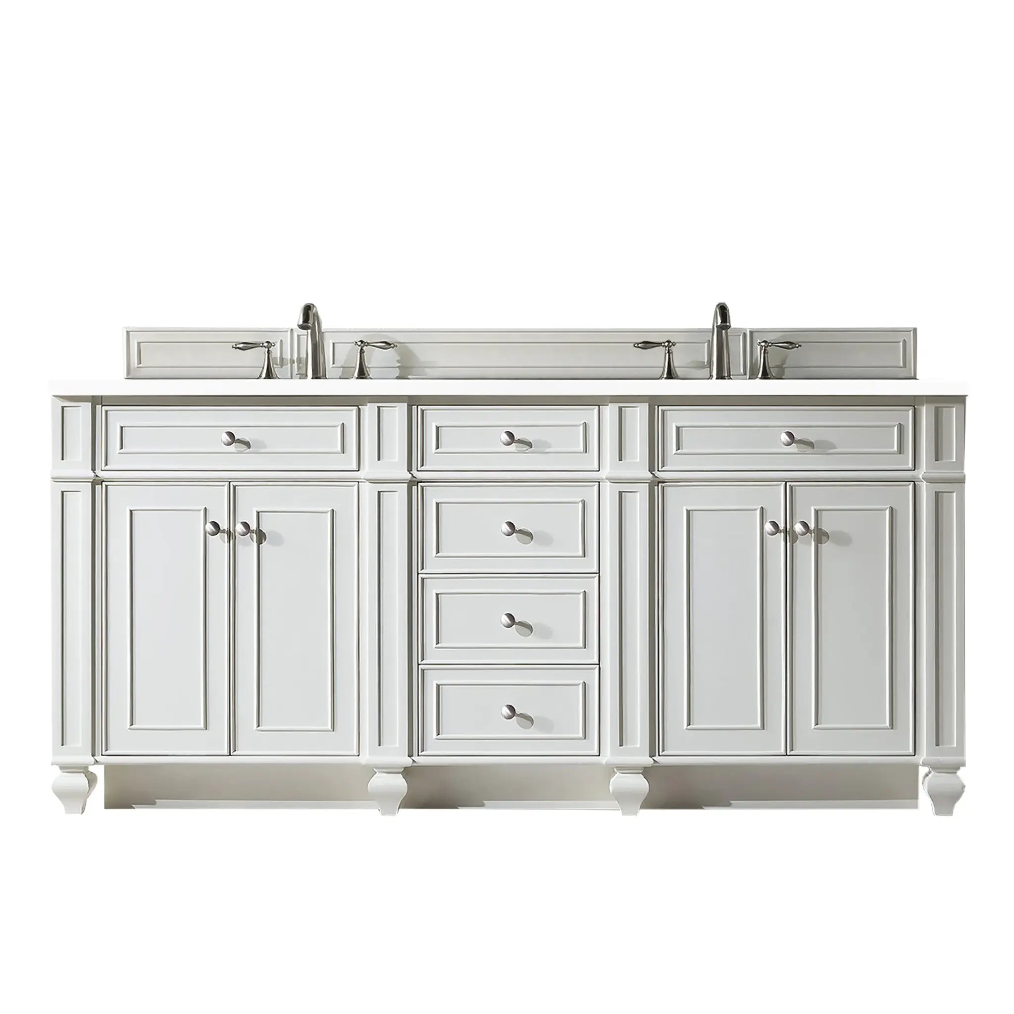 72" Bristol Double Vanity in Bright White-White Zeus Silestone-8" Widespread image