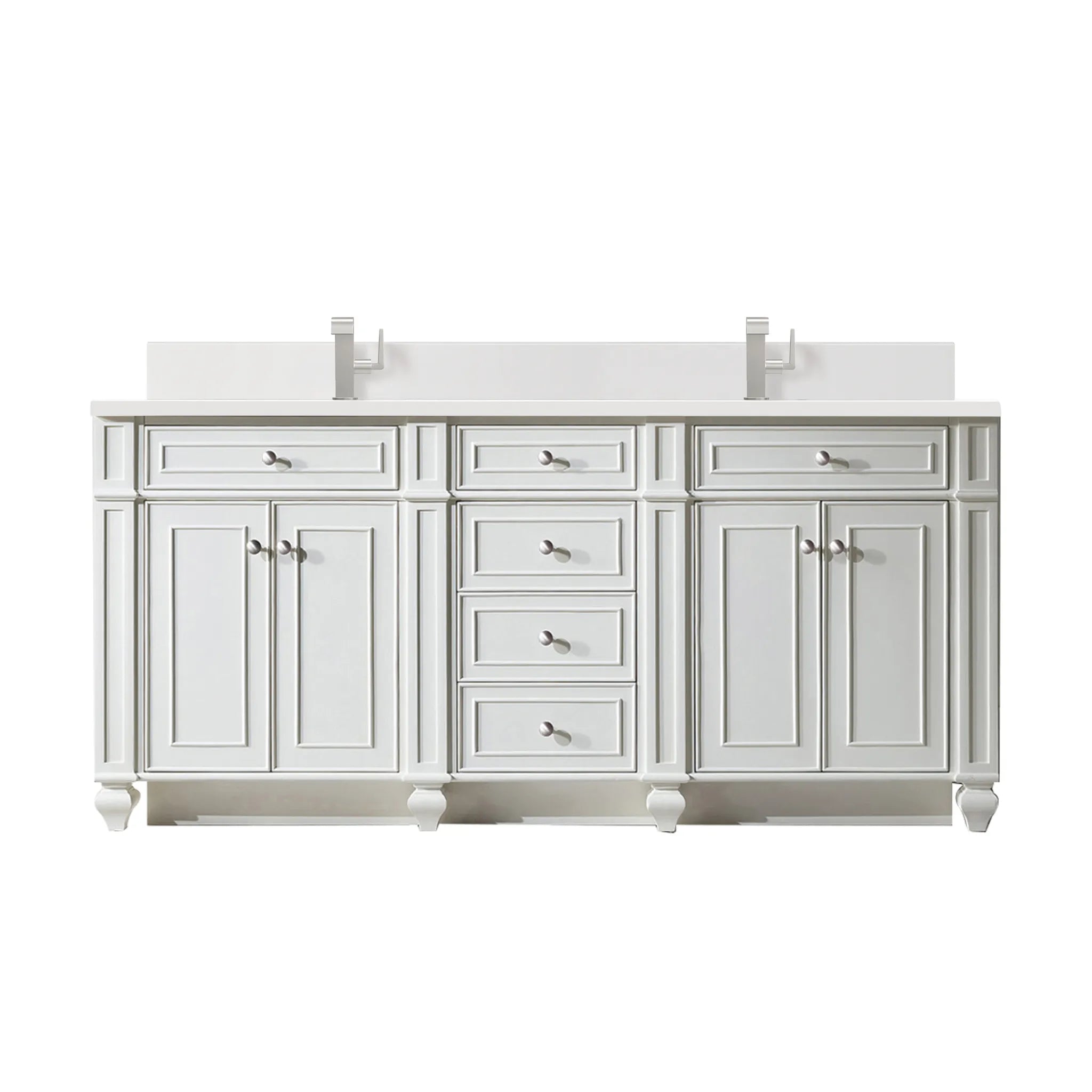 72" Bristol Double Vanity in Bright White-White Zeus Silestone & Backsplash-Single Hole image
