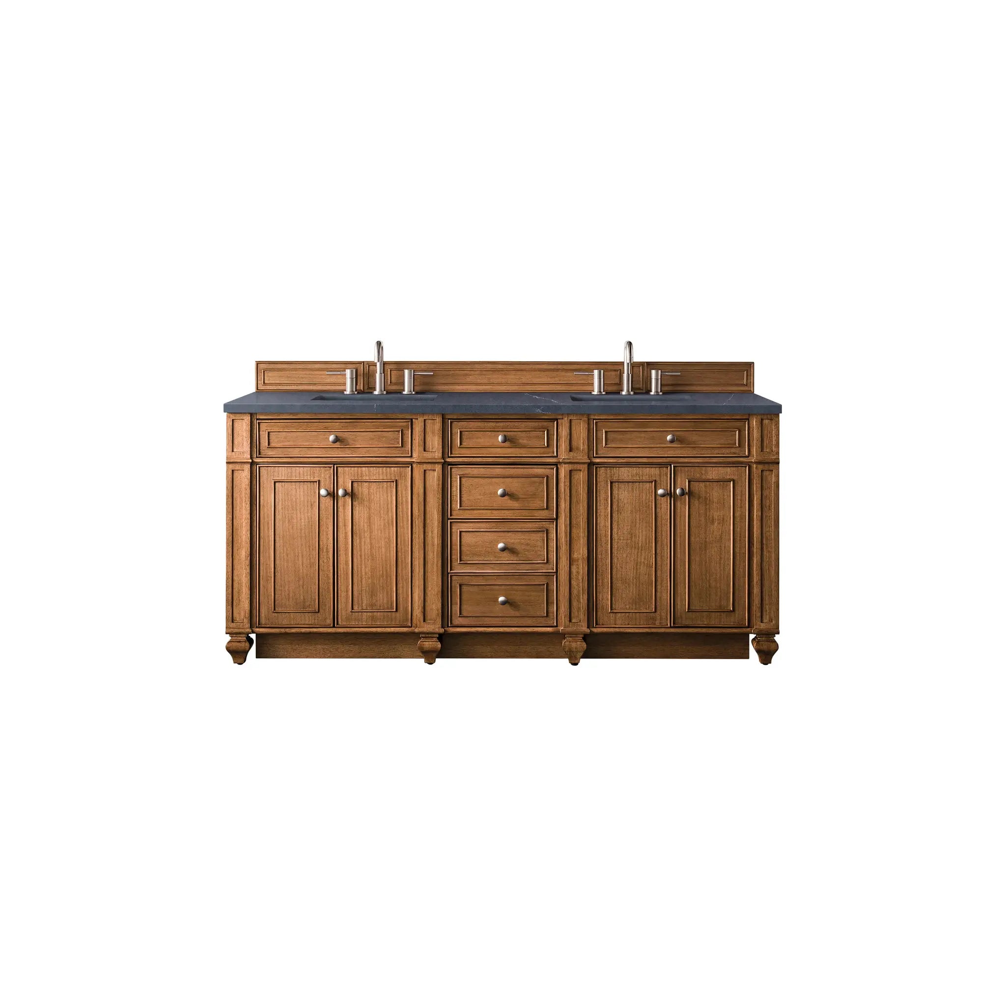 72" Bristol Double Vanity in Saddle Brown-Charcoal Soapstone Silestone-8" Widespread image