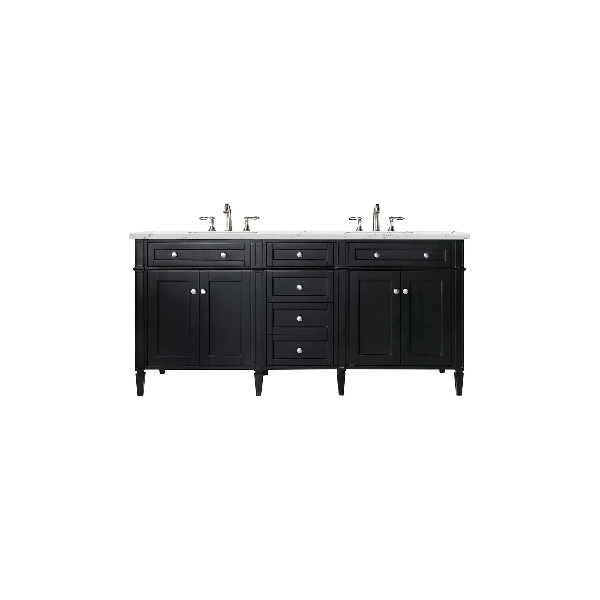 72" Brittany Double Vanity in Black Onyx-Ethereal Noctis Silestone-8" Widespread image