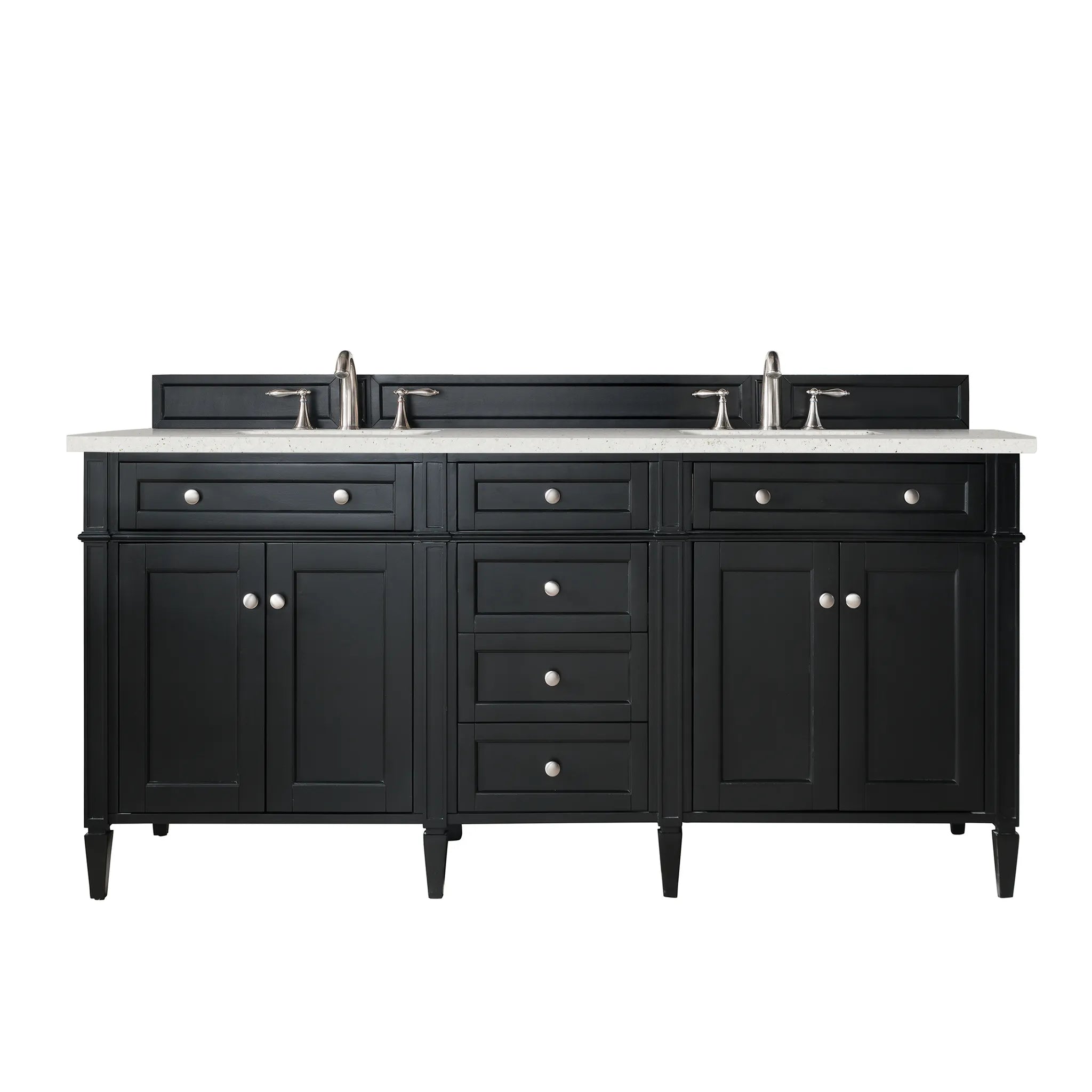 72" Brittany Double Vanity in Black Onyx-Lime Delight Silestone-8" Widespread image