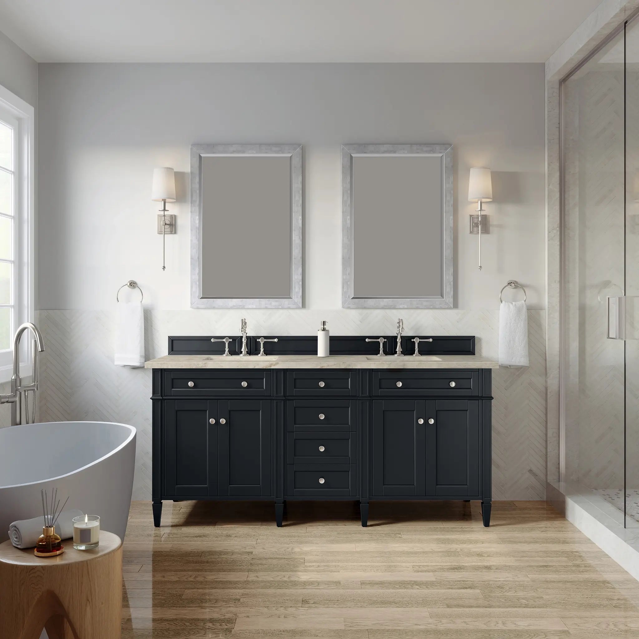 72 Brittany Double Vanity In Black Onyx Power Enabled Tajnar Eclos 8 Widespread 5