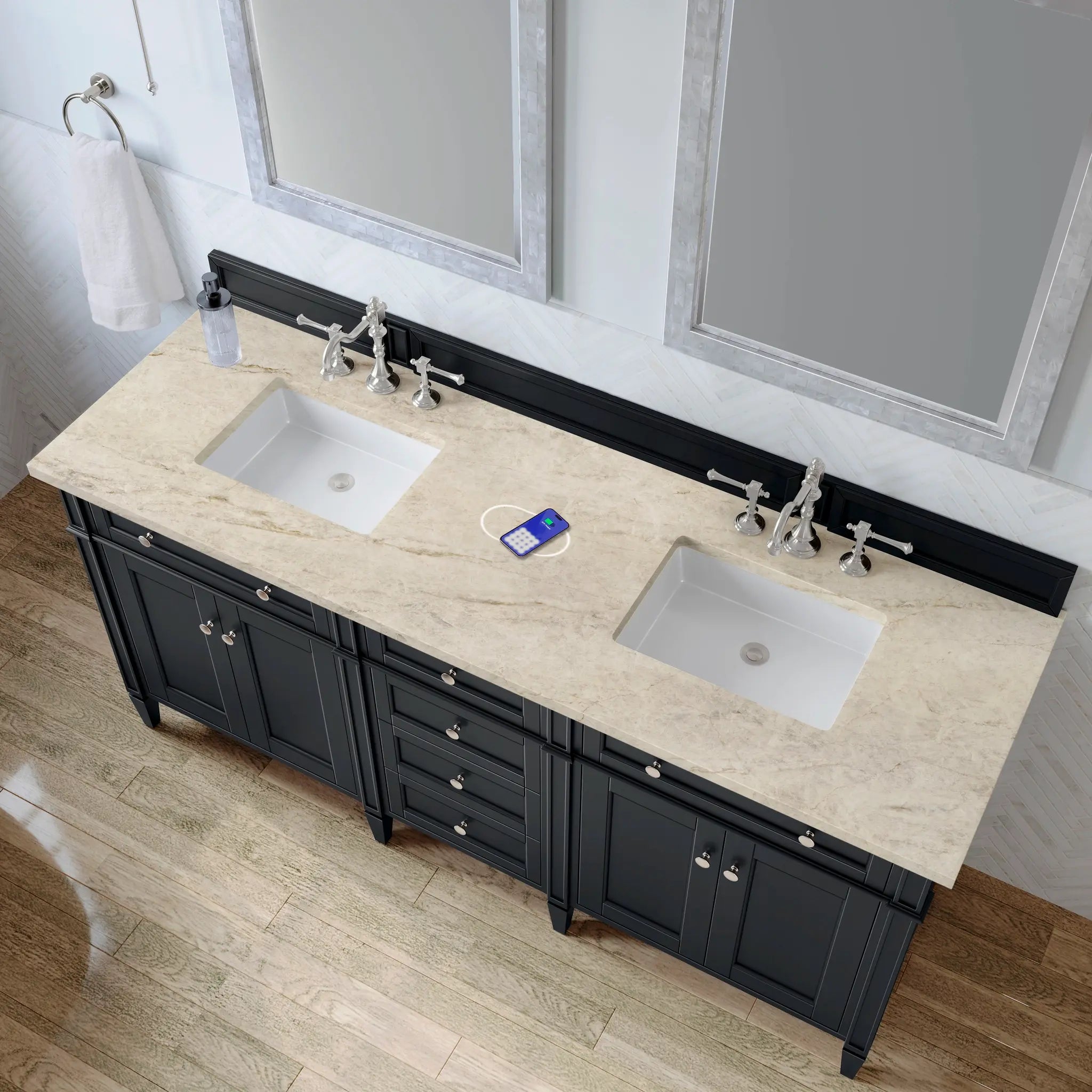 72 Brittany Double Vanity In Black Onyx Power Enabled Tajnar Eclos 8 Widespread 8
