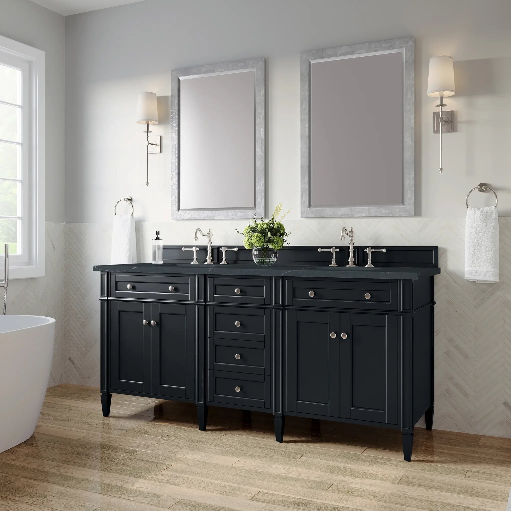 72 Brittany Double Vanity In Black Onyx Standard Charcoal Soapstone Silestone 8 Widespread 4