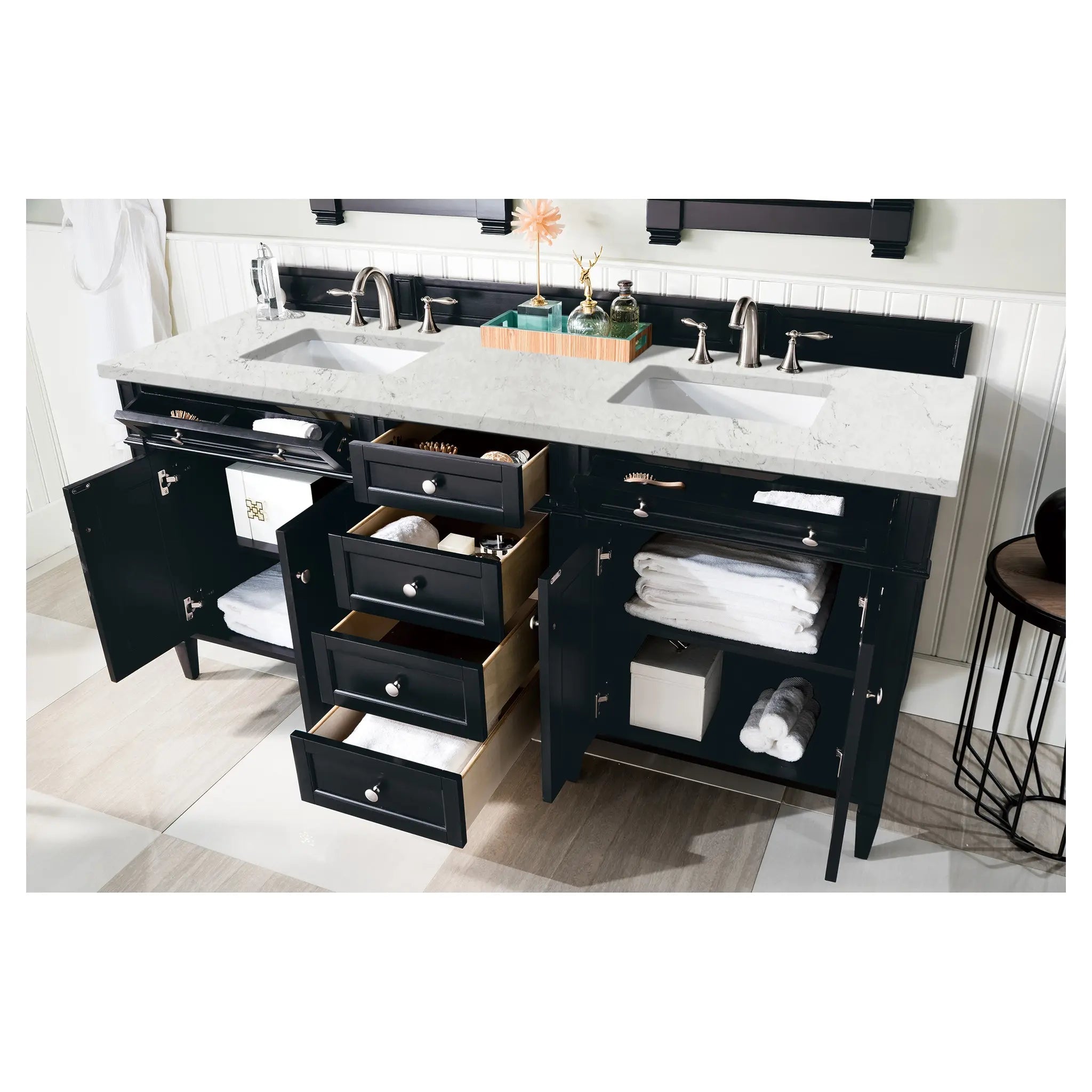 72 Brittany Double Vanity In Black Onyx Standard Eternal Jasmine Pearl Silestone 8 Widespread 5
