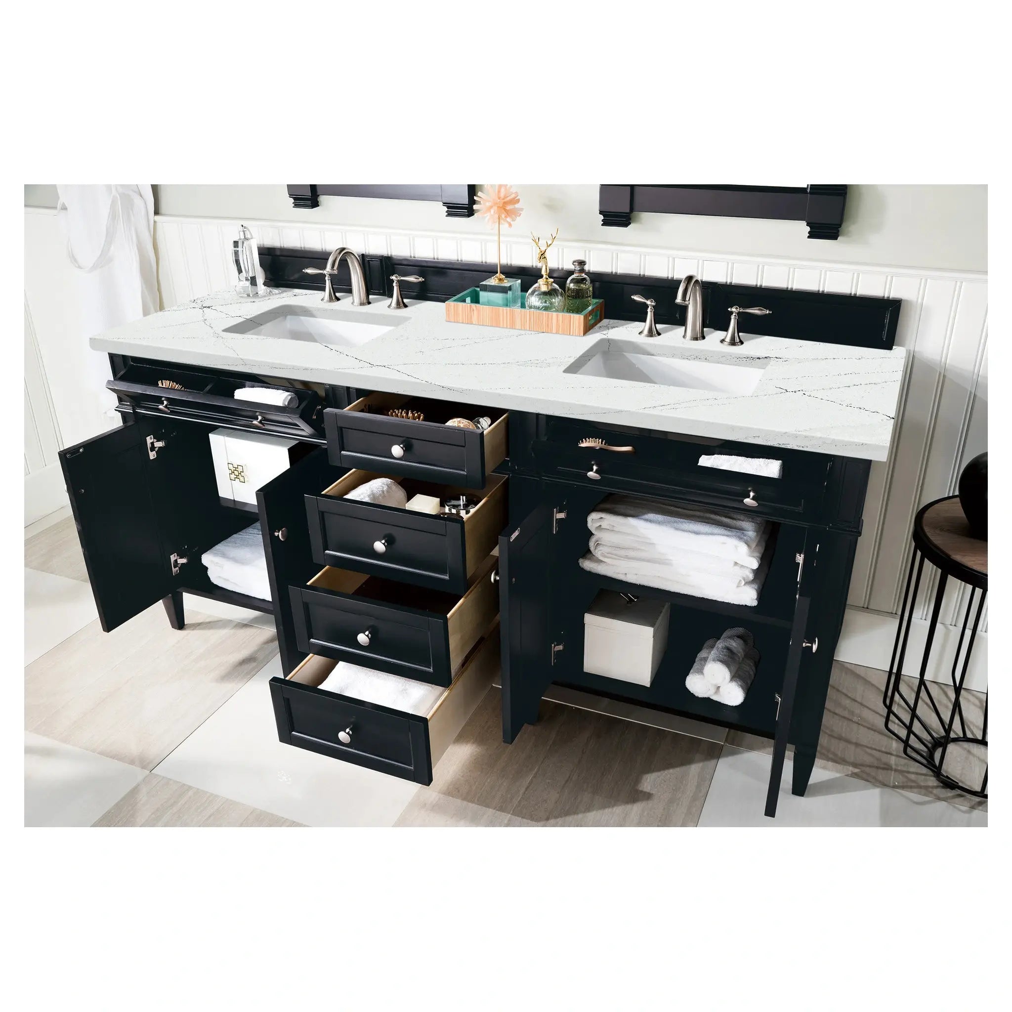 72 Brittany Double Vanity In Black Onyx Standard Ethereal Noctis Silestone 8 Widespread 5
