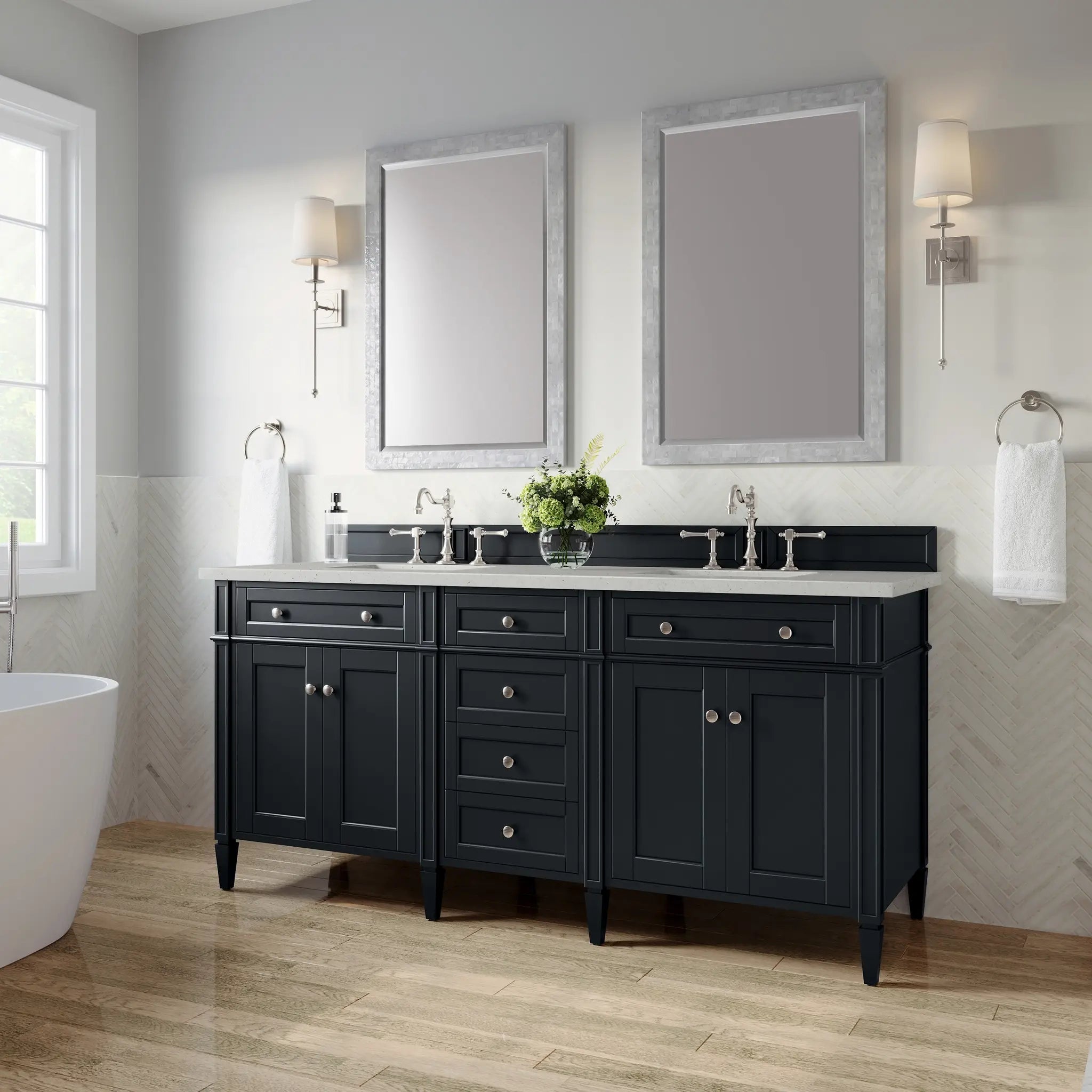 72 Brittany Double Vanity In Black Onyx Standard Lime Delight Silestone 8 Widespread 4