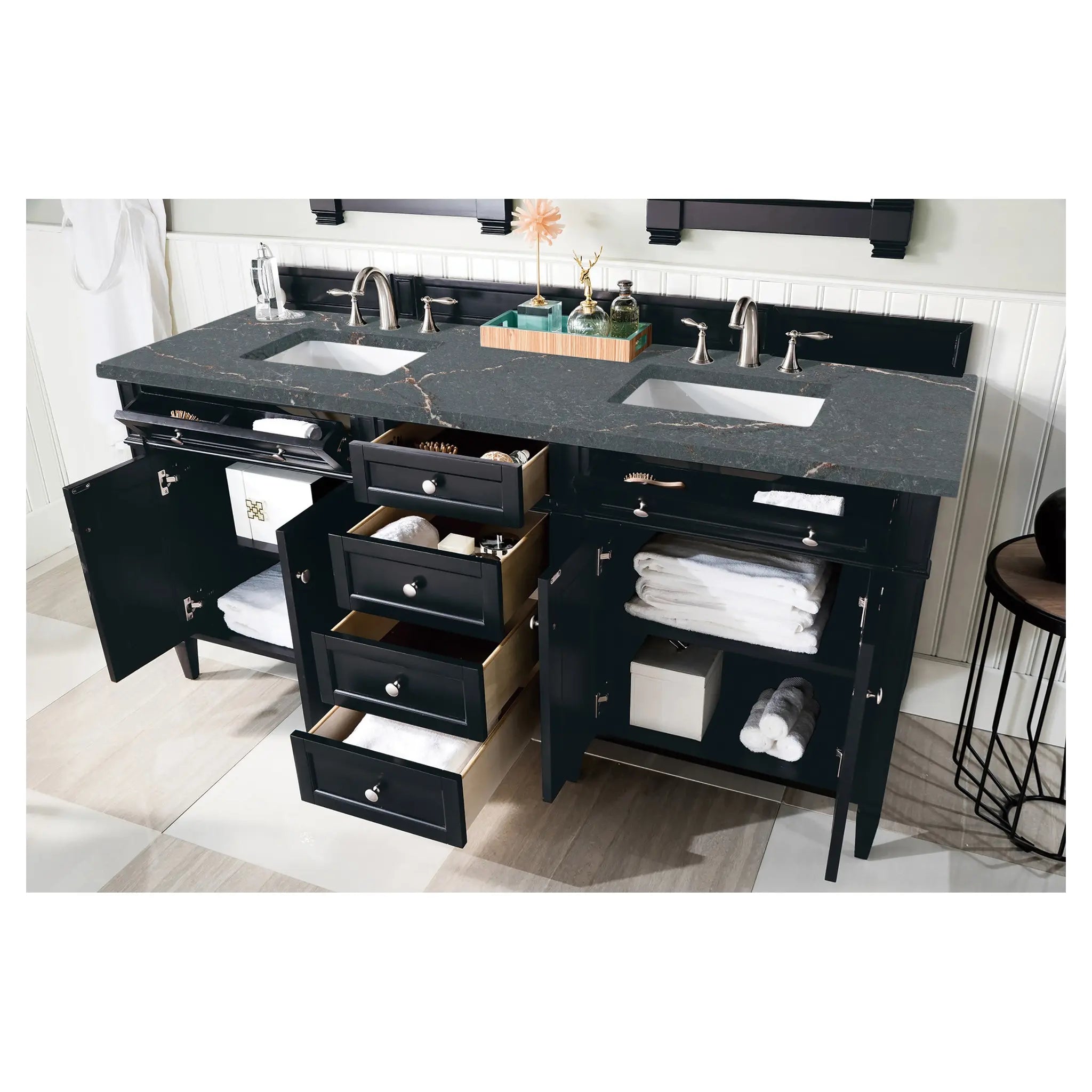 72 Brittany Double Vanity In Black Onyx Standard Parisien Bleu Silestone 8 Widespread 5