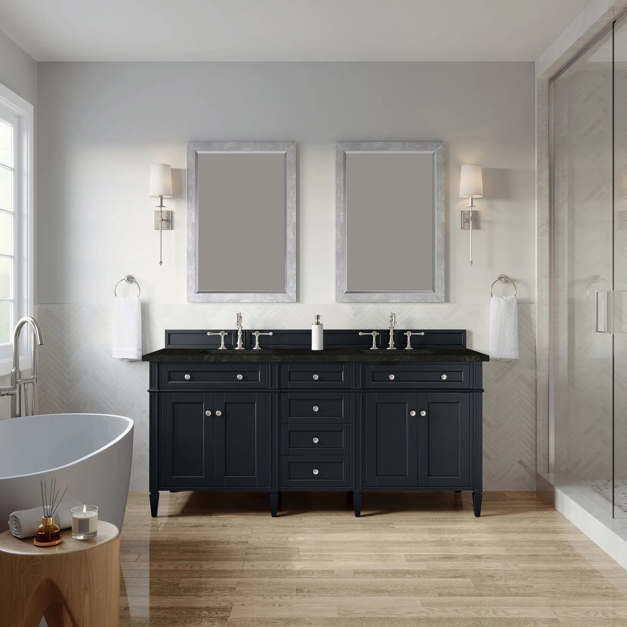 72 Brittany Double Vanity In Black Onyx Standard Phantome Eclos 8 Widespread 3