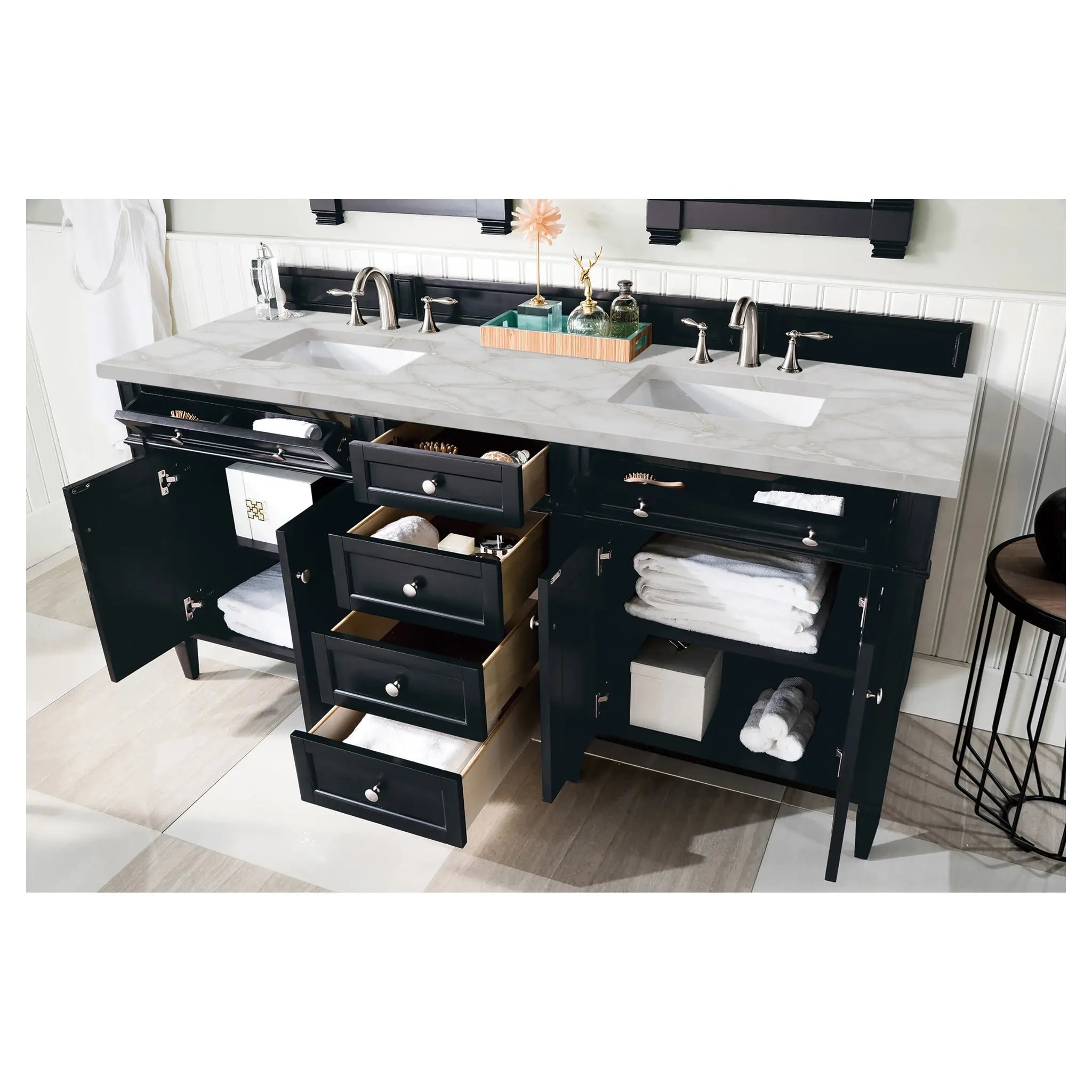72 Brittany Double Vanity In Black Onyx Standard Victorian Silver Silestone 8 Widespread 5