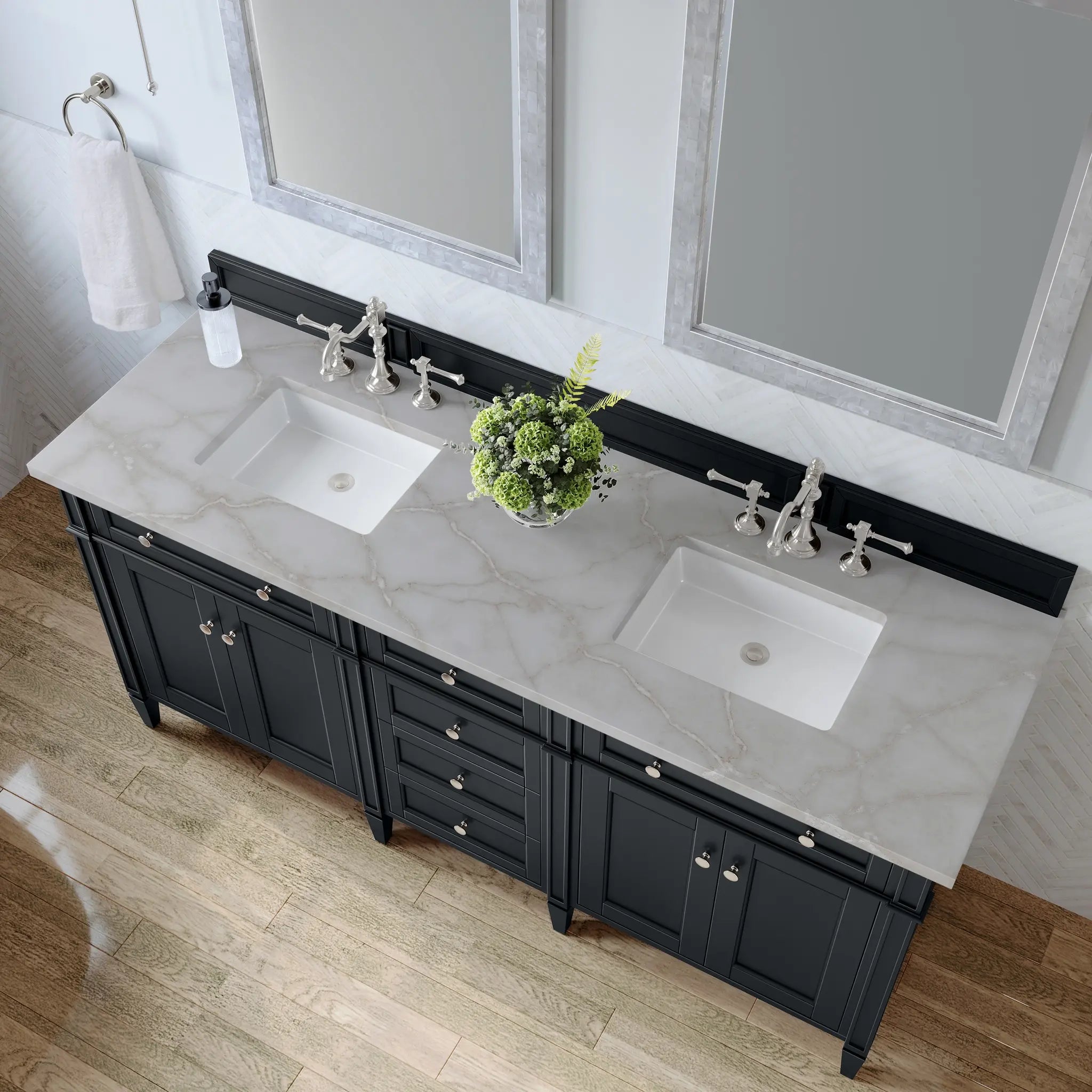 72 Brittany Double Vanity In Black Onyx Standard Victorian Silver Silestone 8 Widespread 7