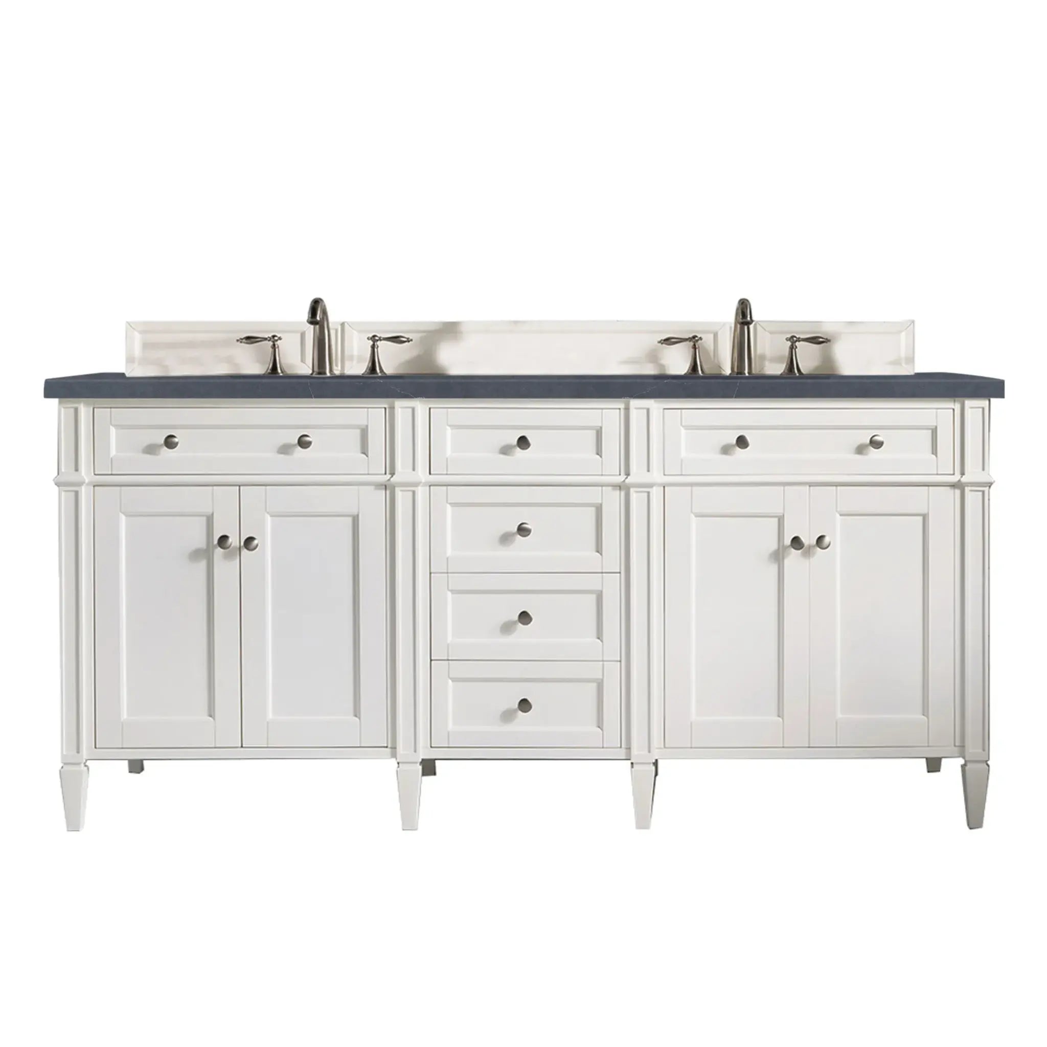 72" Brittany Double Vanity in Bright White Vanity-Charcoal Soapstone Silestone-8" Widespread image