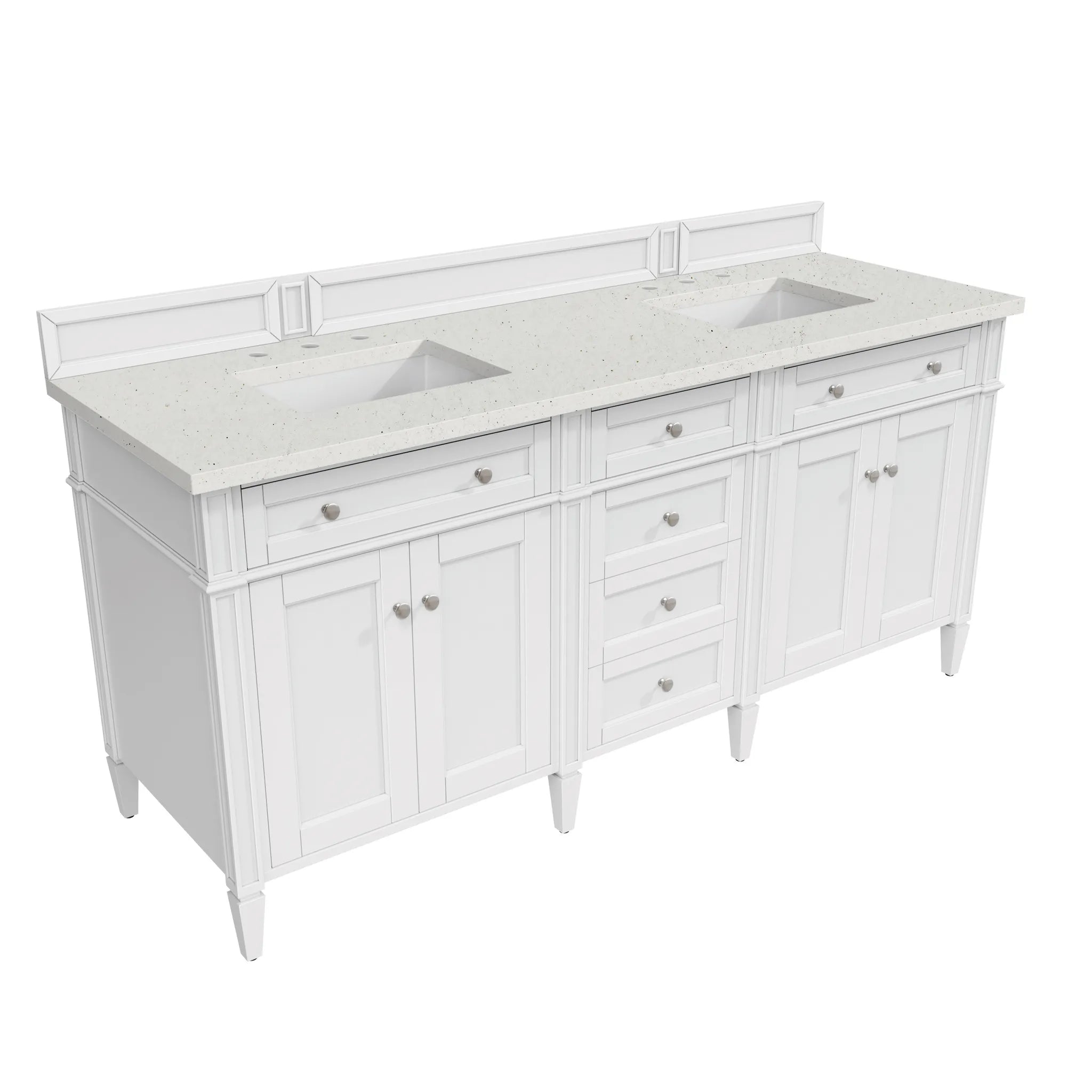 72" Brittany Double Vanity in Bright White Vanity-Lime Delight Silestone-8" Widespread image 5