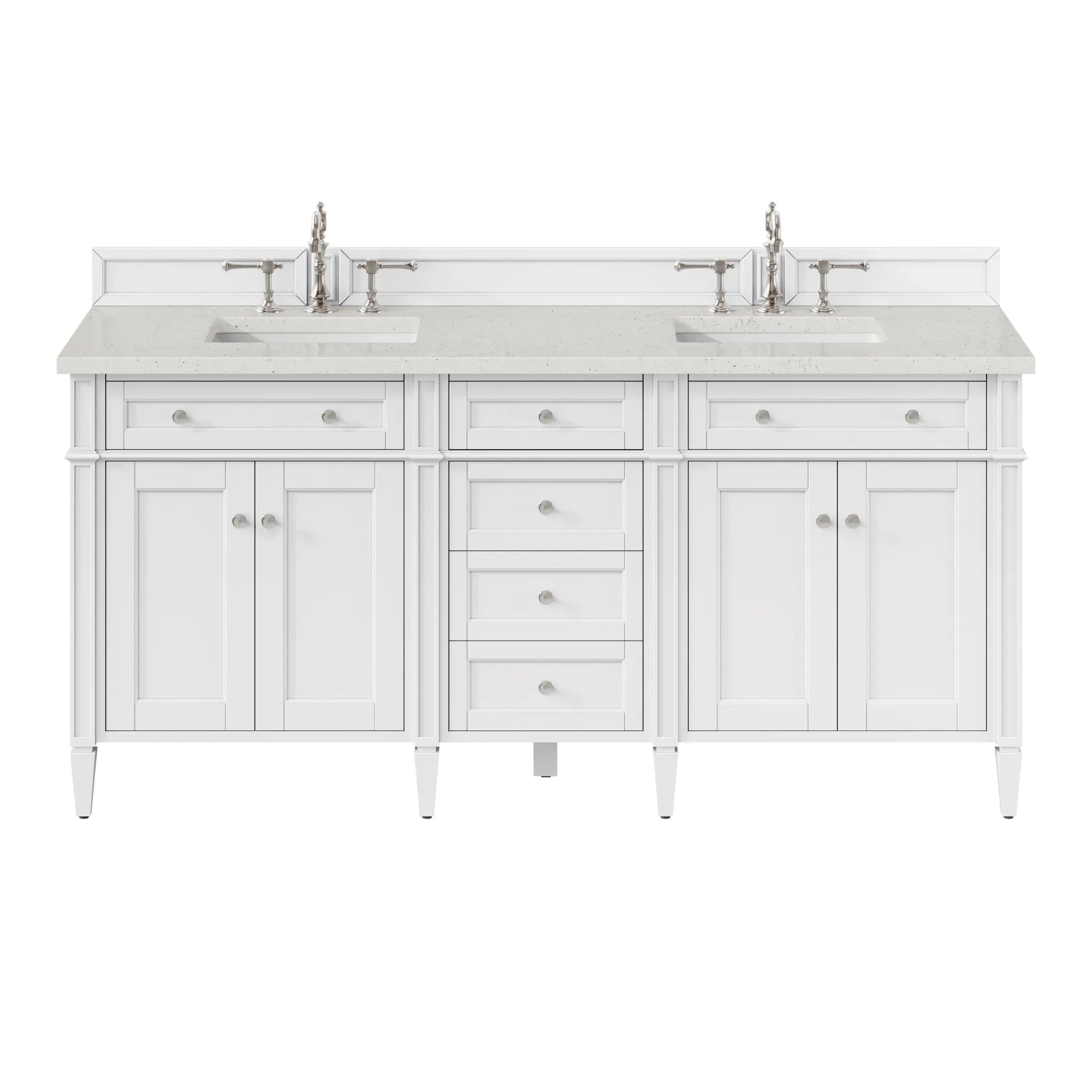 72" Brittany Double Vanity in Bright White Vanity-Lime Delight Silestone-8" Widespread image