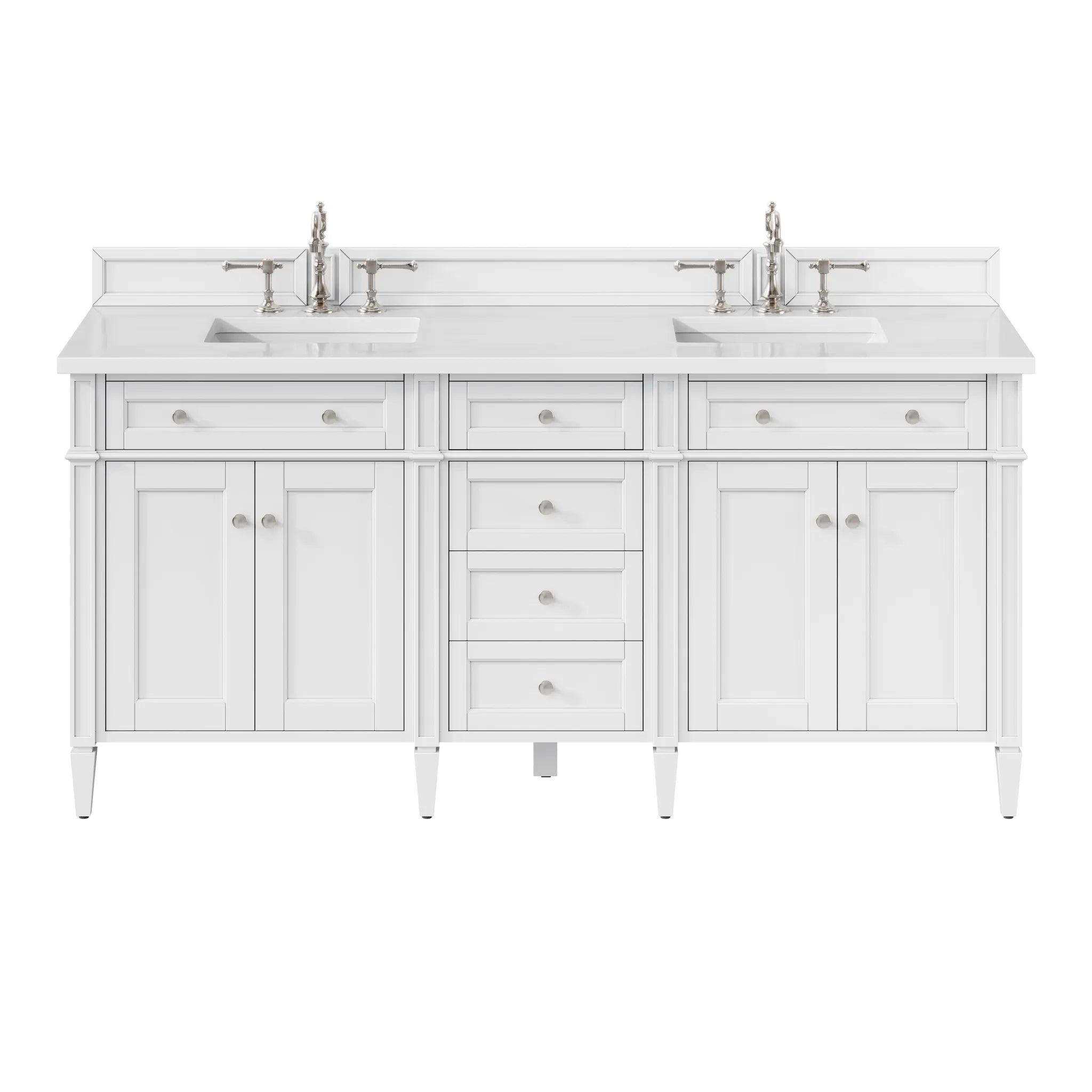 72" Brittany Double Vanity in Bright White Vanity-White Zeus Silestone-8" Widespread image