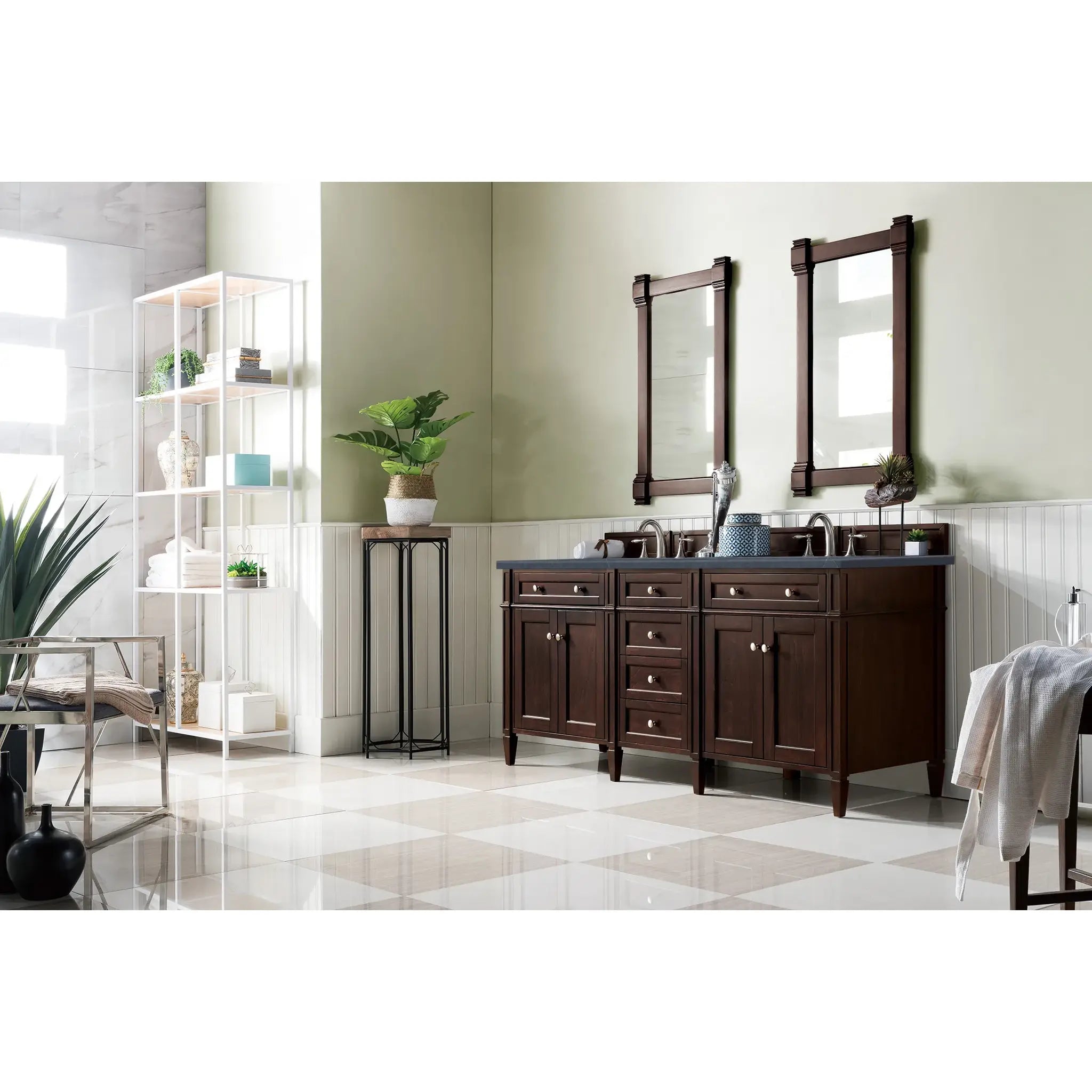 72" Brittany Double Vanity in Burnished Mahogany-Charcoal Soapstone Silestone-8" Widespread image 2