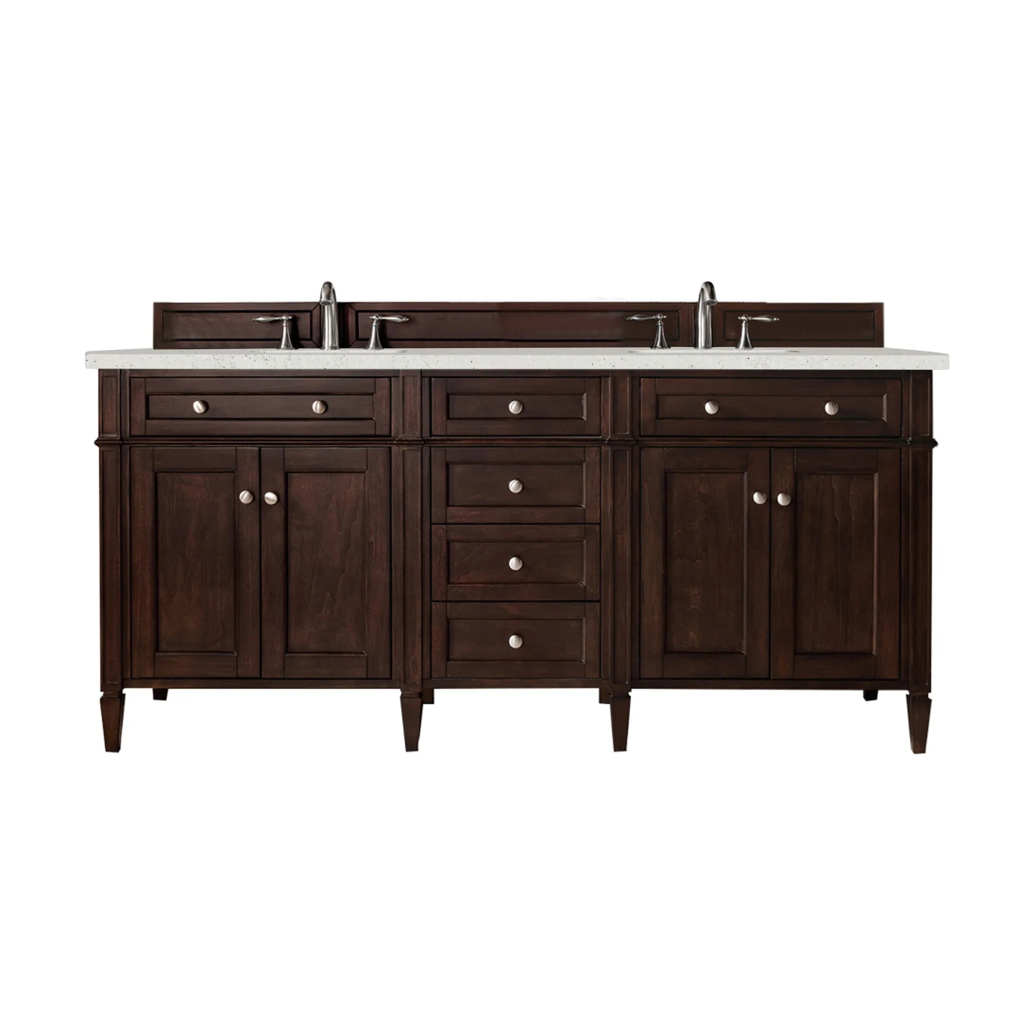 72" Brittany Double Vanity in Burnished Mahogany-Lime Delight Silestone-8" Widespread image