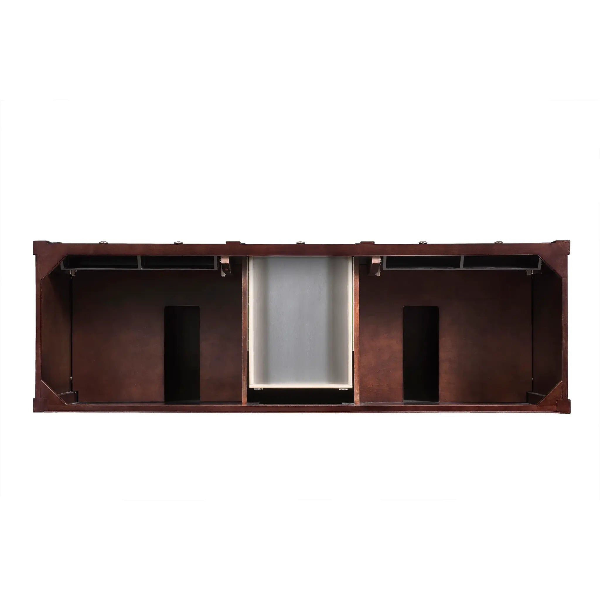 72" Brittany Double Vanity in Burnished Mahogany Wireless Charger-Eternal Jasmine Pearl Silestone-8" Widespread image 7