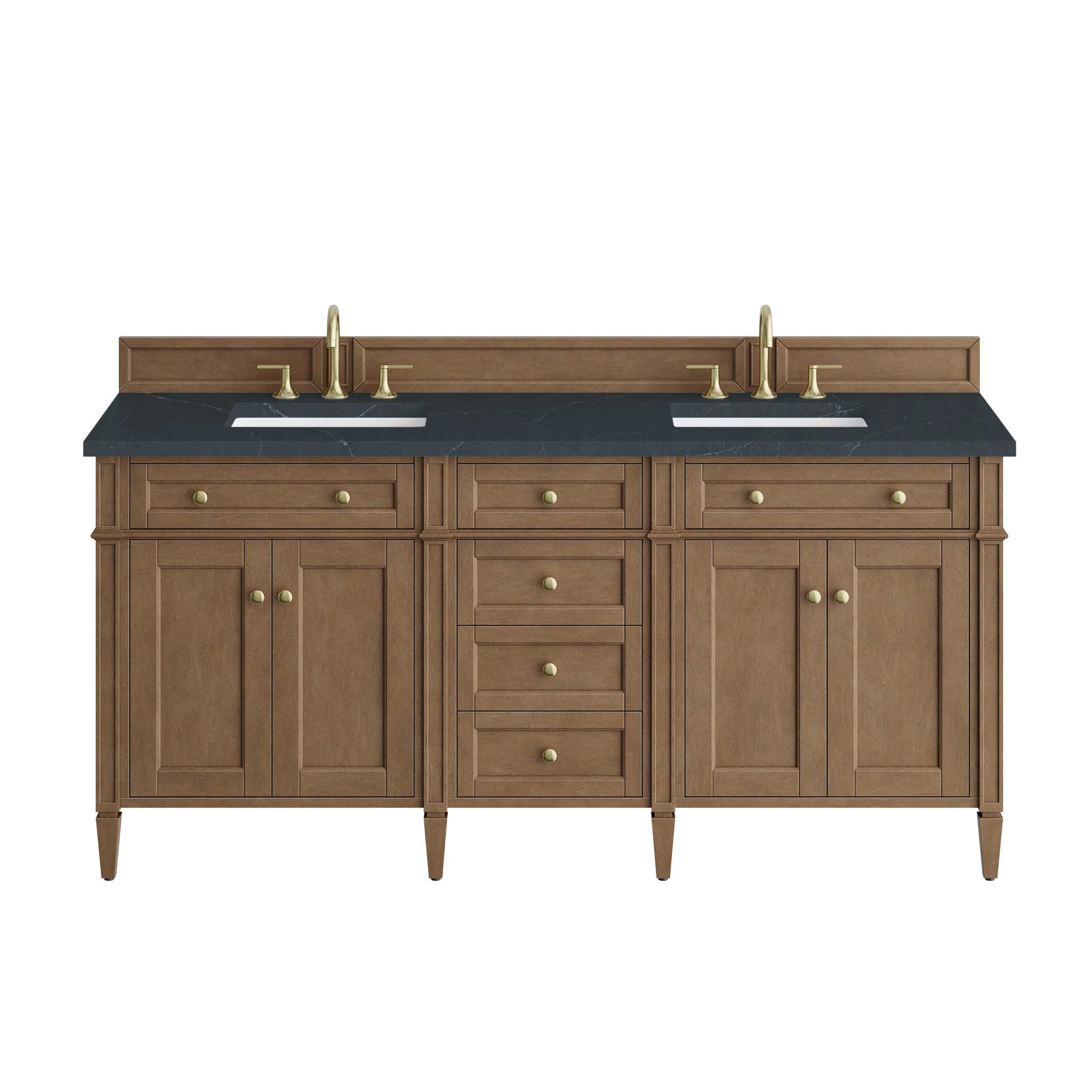 72" Brittany Double Vanity in Pecan by James Martin Vanities-Charcoal Soapstone Silestone 