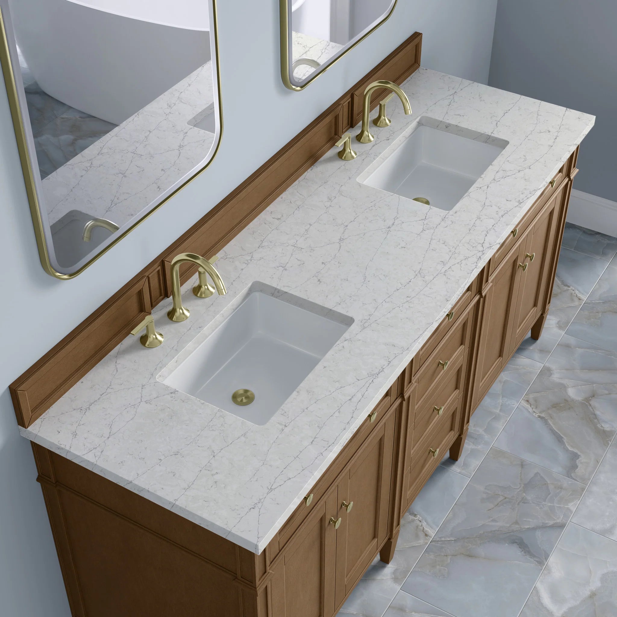 72" Brittany Double Vanity in Pecan by James Martin Vanities-Eternal Jasmine Pearl Silestone 6