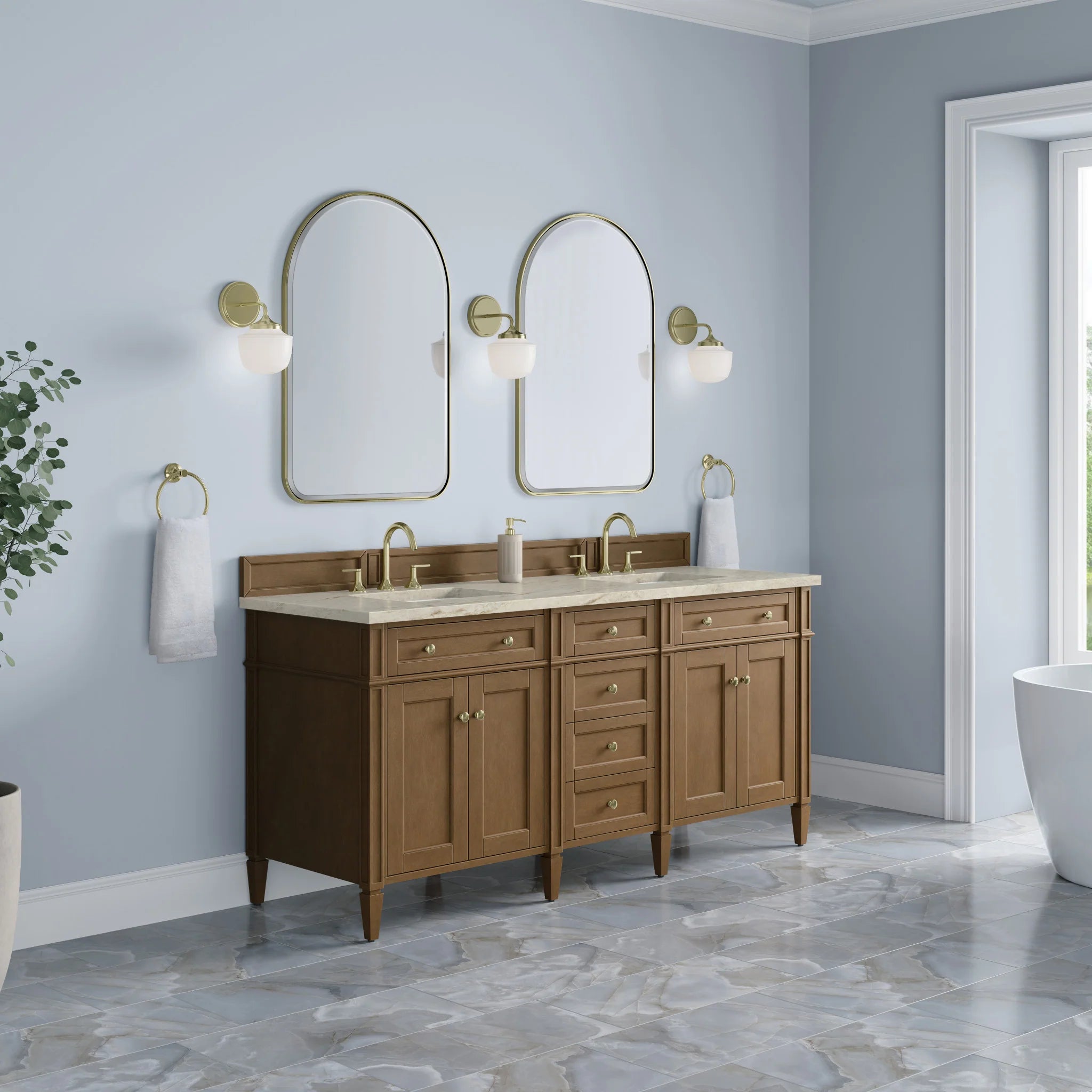 72" Brittany Double Vanity in Pecan by James Martin Vanities-Tajnar Eclos 2