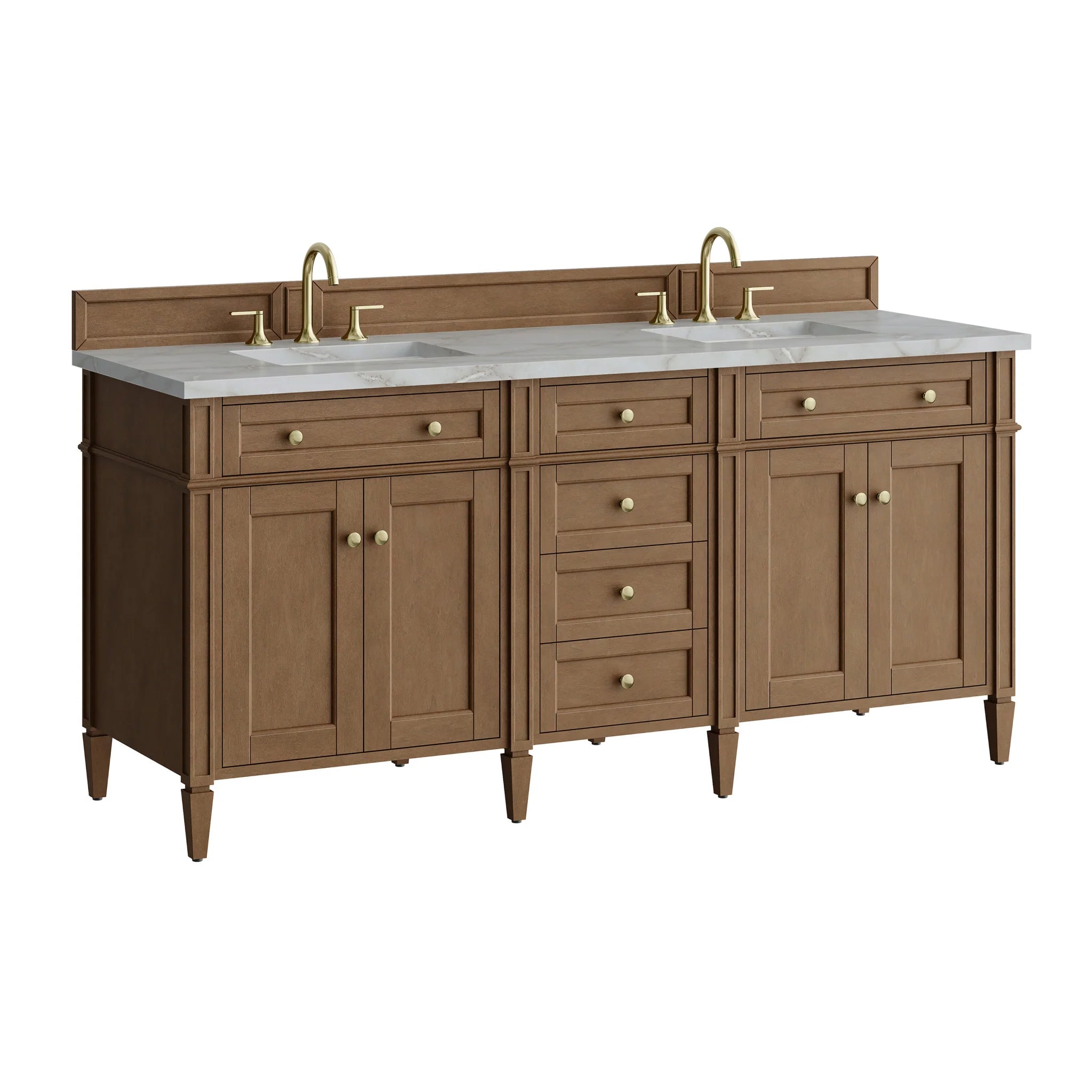 72" Brittany Double Vanity in Pecan by James Martin Vanities-Victorian Silver Silestone 10